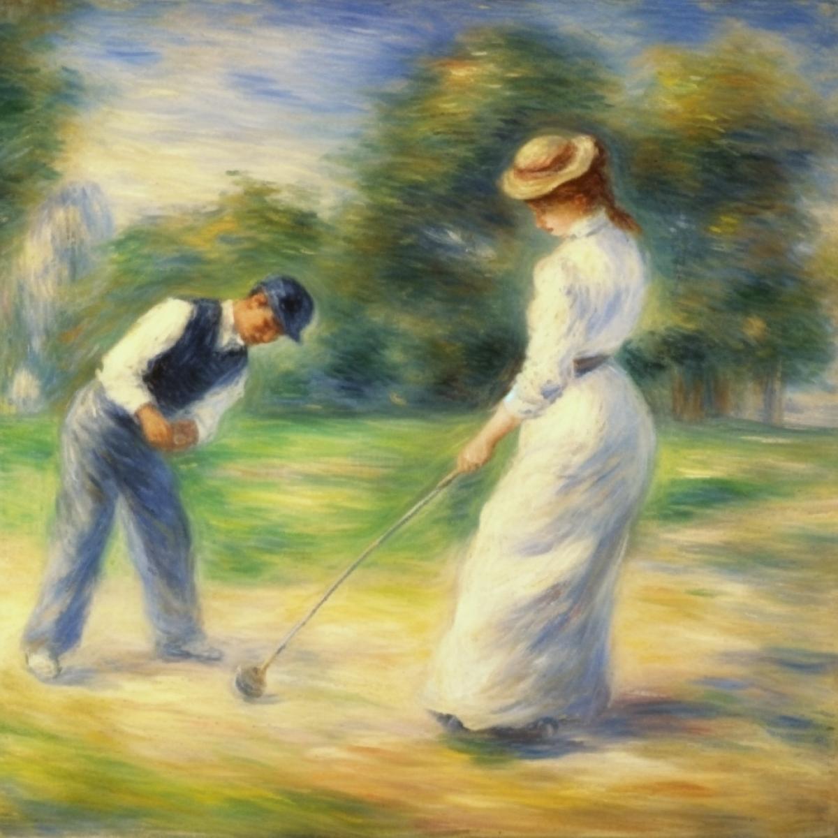 Playing golf, oil painting, by Auguste Renoir