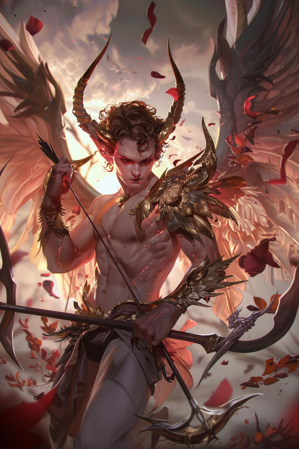 cool luxury demon cupid, parallel world, flicker, cartoon