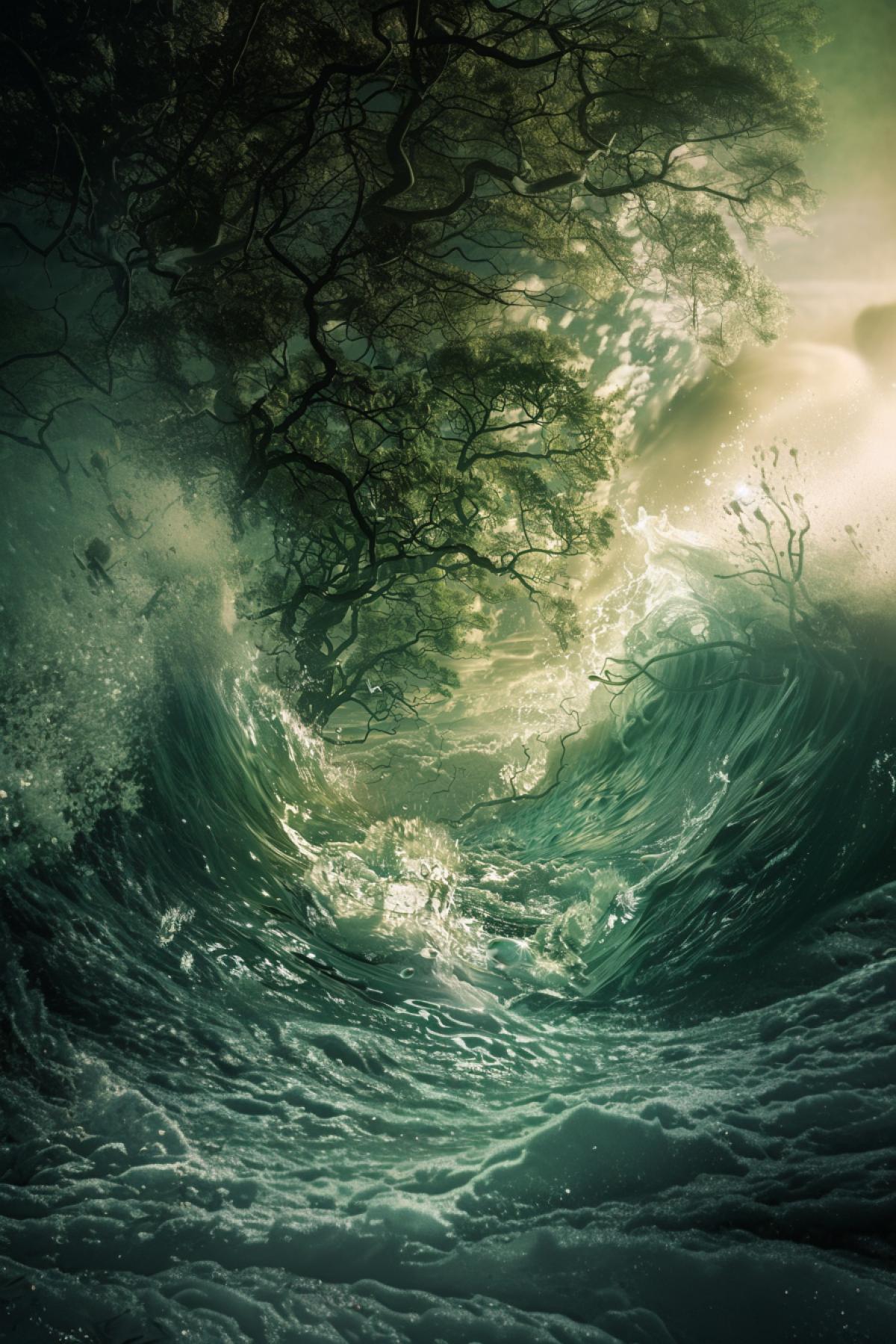 Flood, mythology, parallel world, 5d image, parallel world