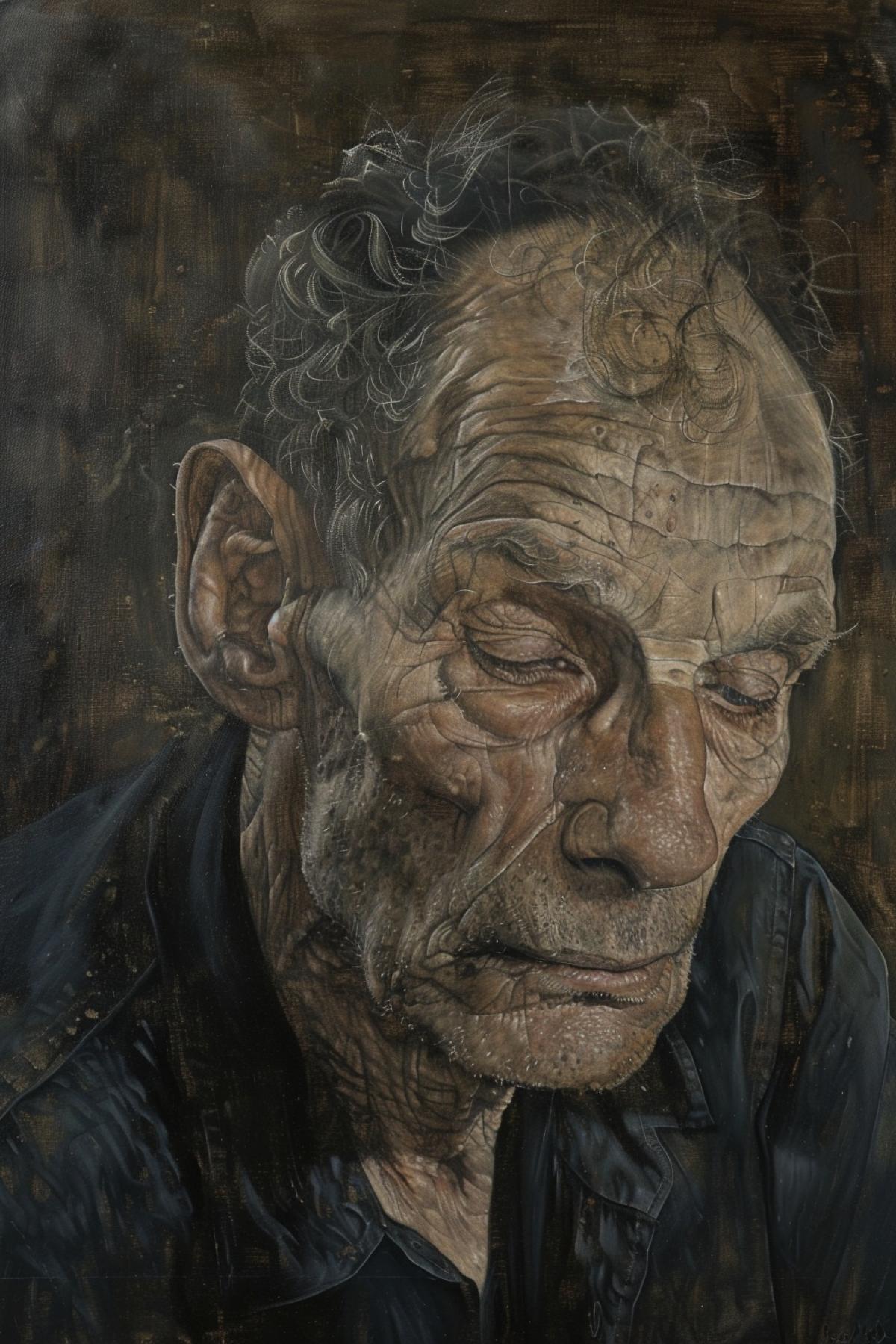 artistic portrait of a man in the style of Lucian Freud