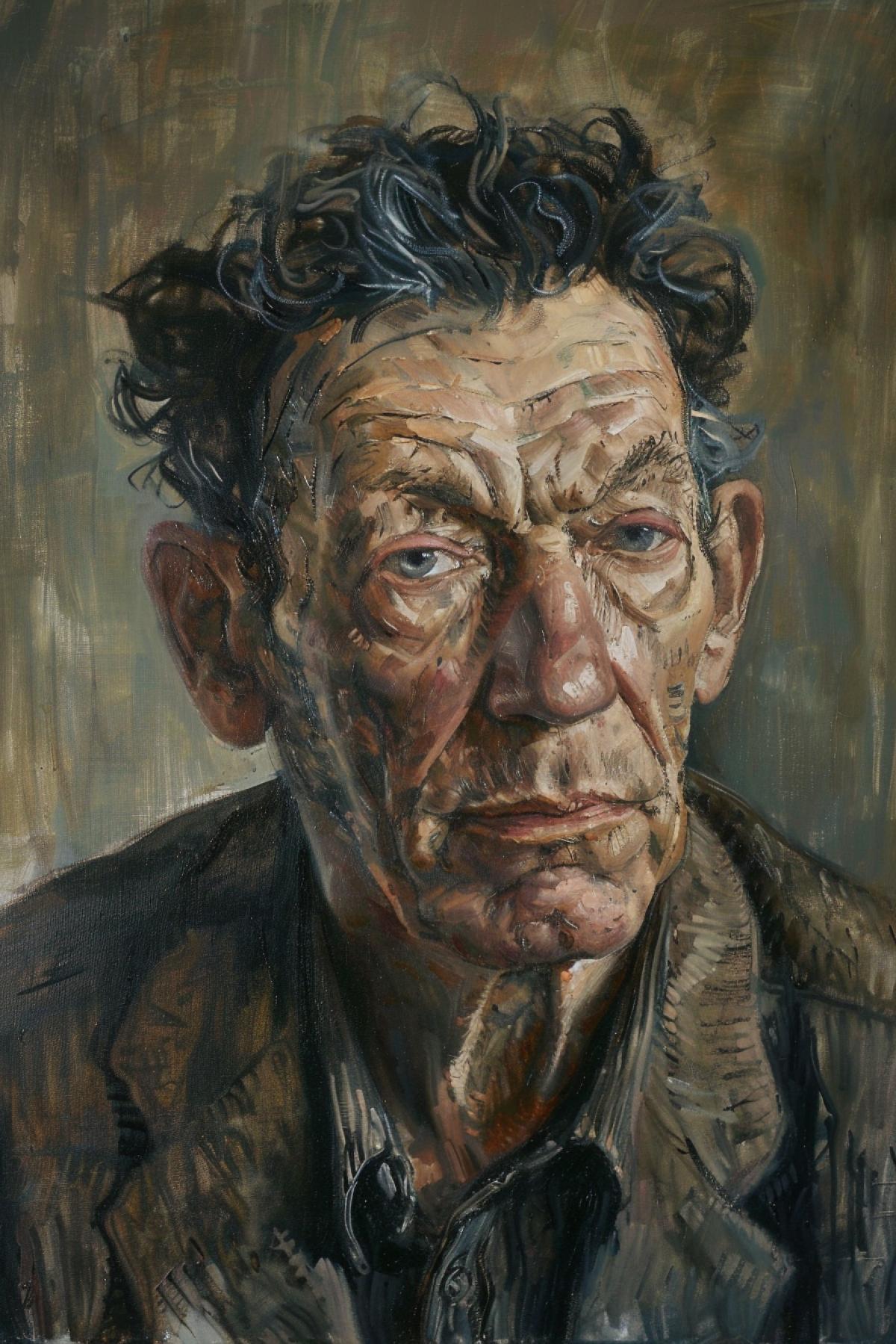 artistic portrait of a man in the style of Lucian Freud