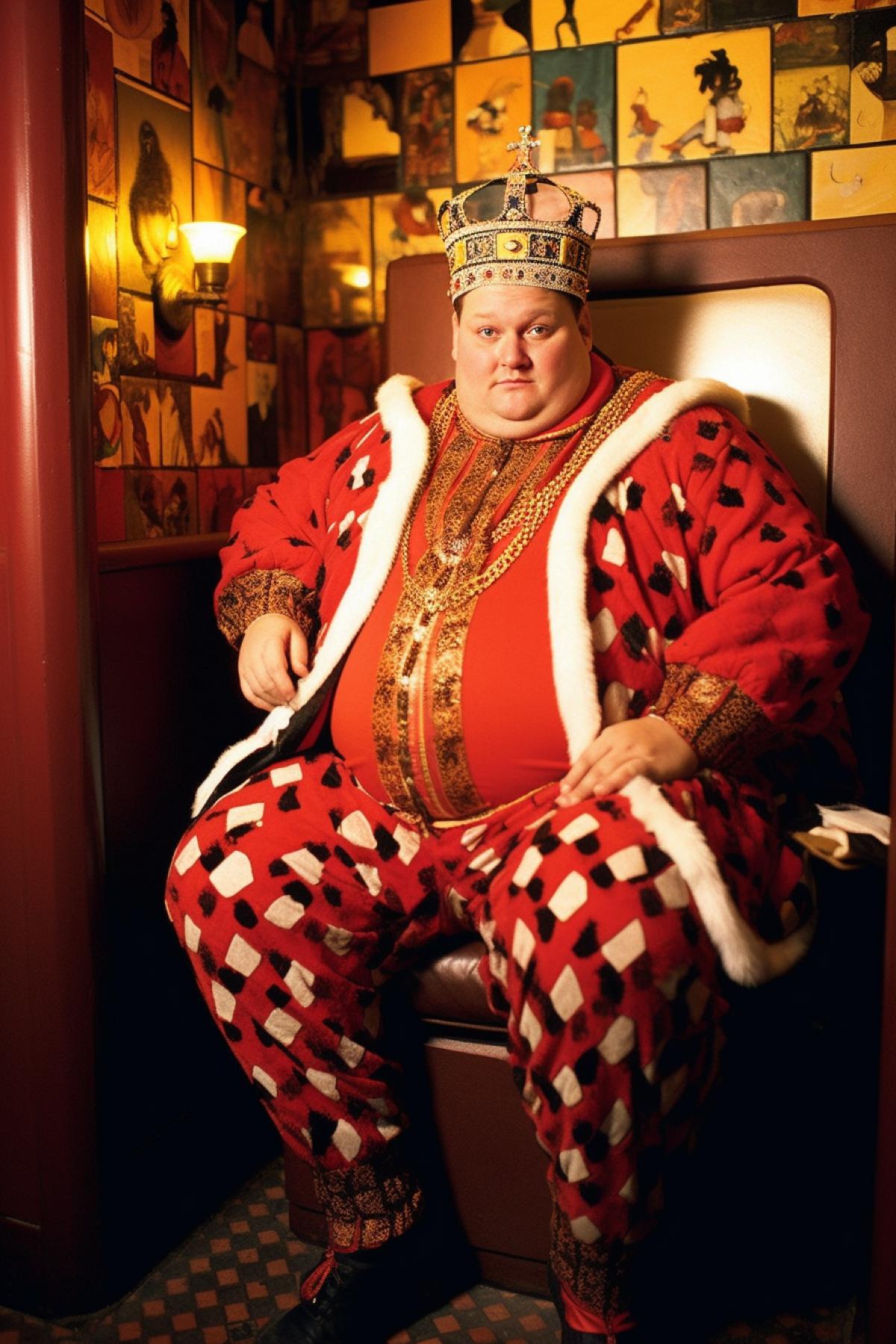 A well-dressed king sitting proudly on toilet