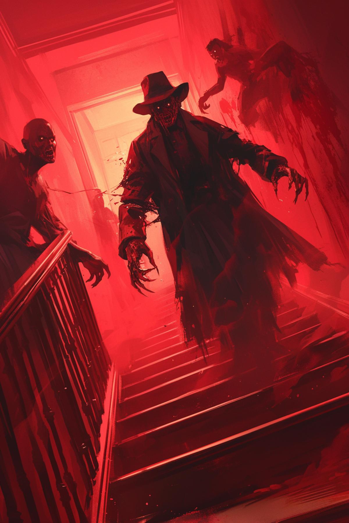 Freddy Krueger attacks, empty dark corridor, fog, nightmare atmosphere, madness and horror, action scene, in the style of thiago valdi, light dark and silver, realistic depiction of light, light dark and red, solarizing master, cut/ripped, energetic frenzy