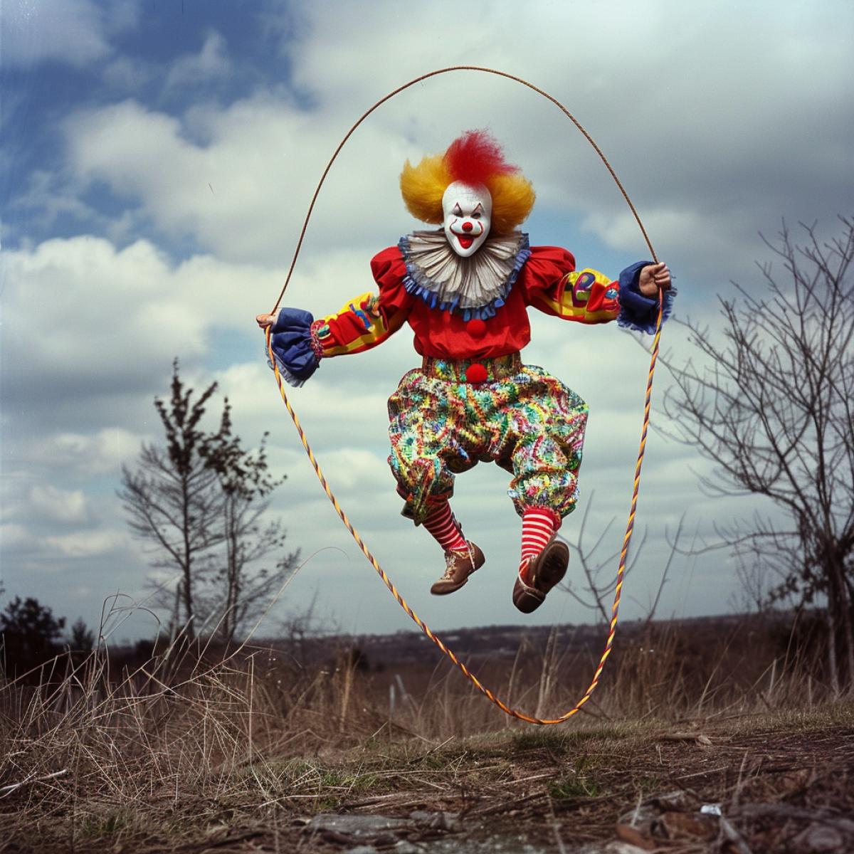 Clown jumping rope