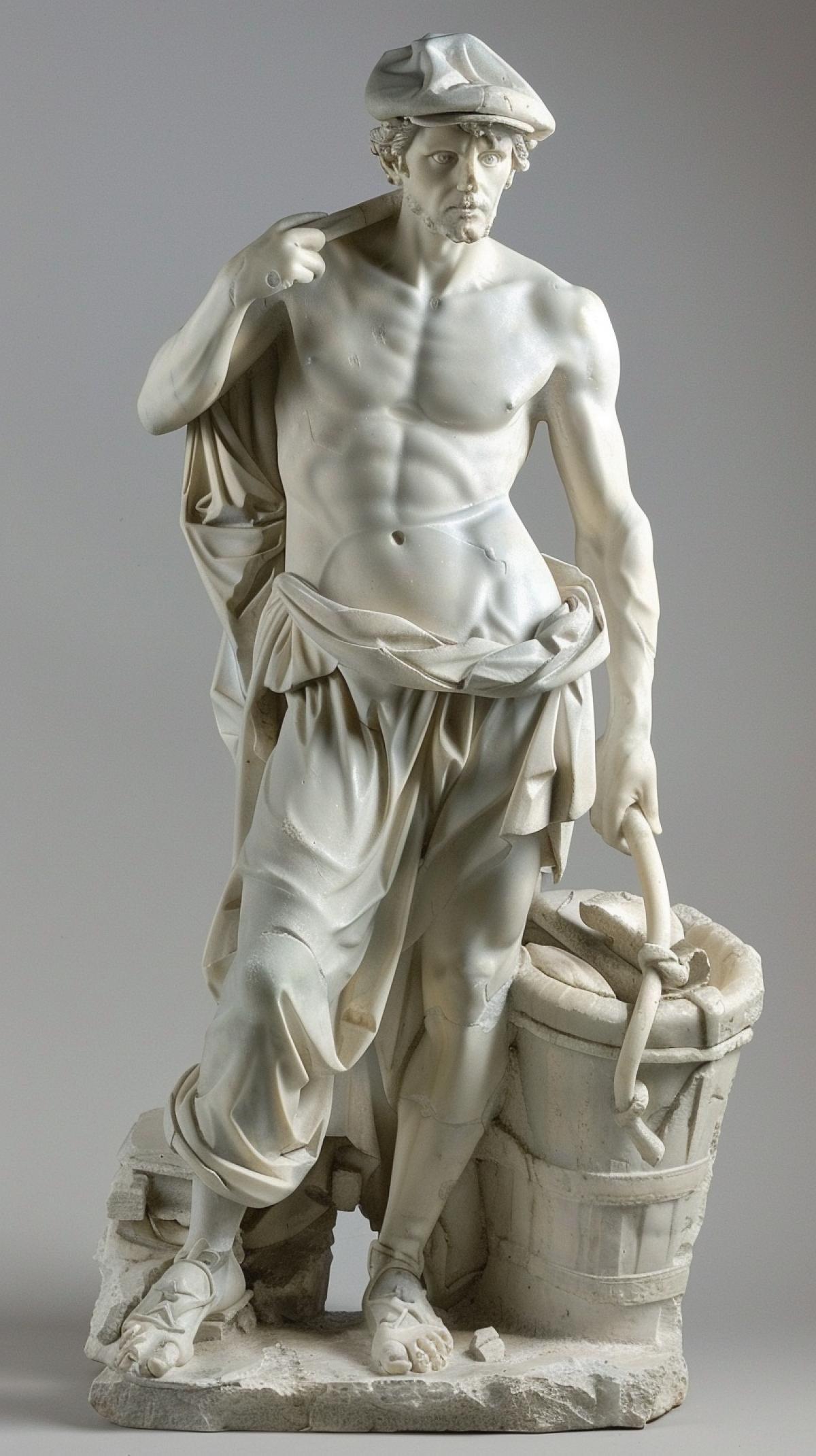 Railway worker in ancient Greek style statue