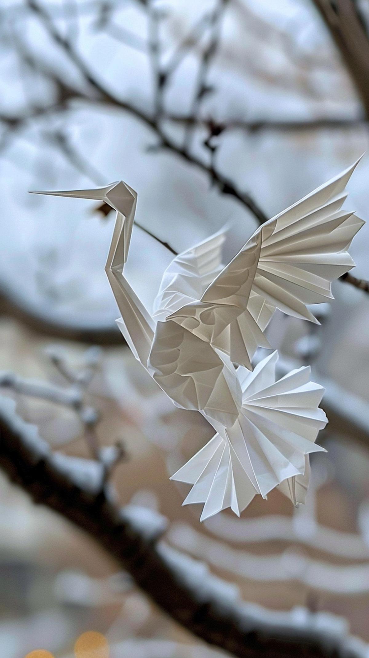 Folded paper crane