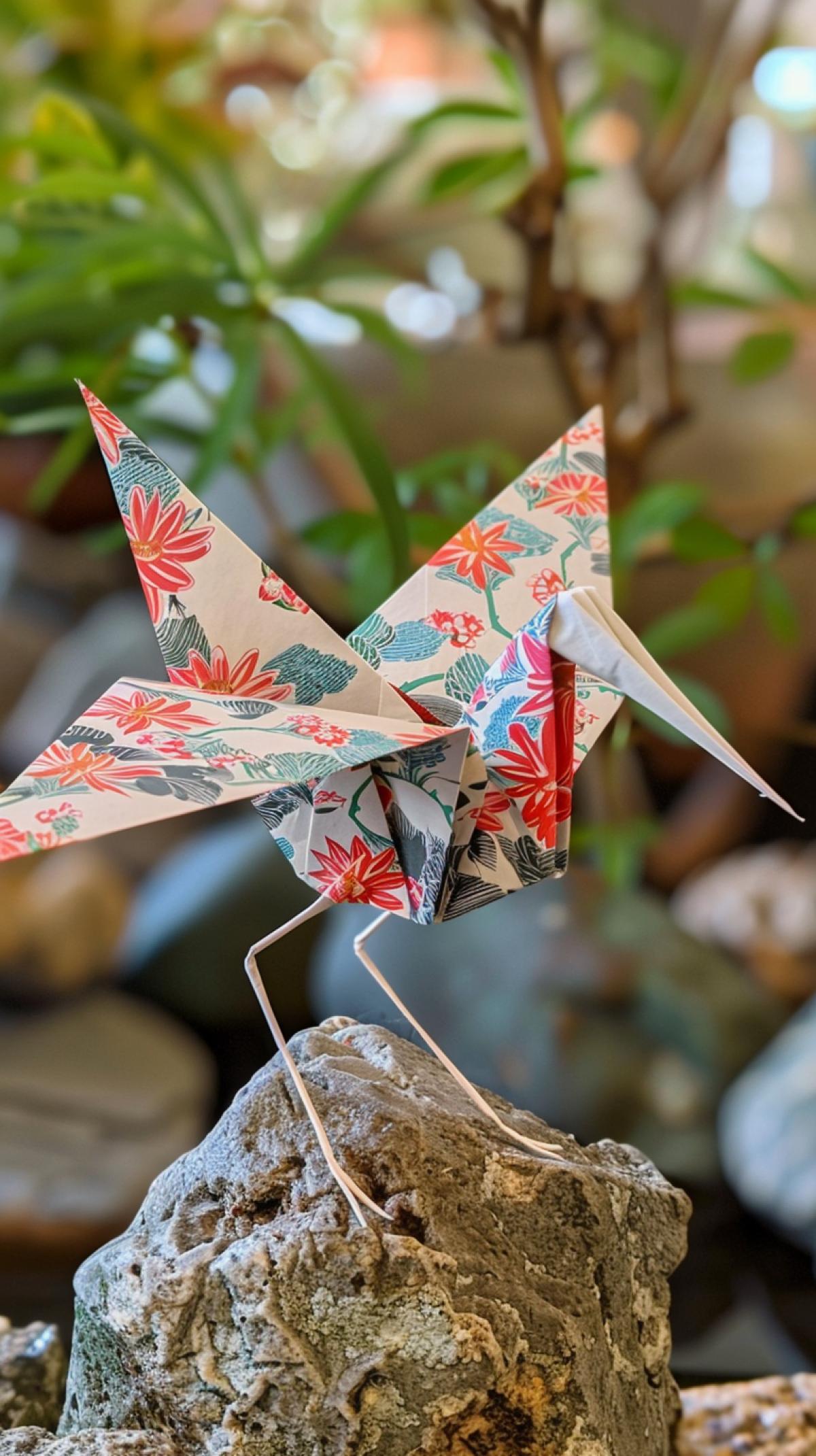 Folded paper crane