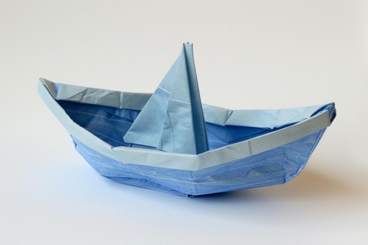 two-tube boat folded in a classic version of paper origami