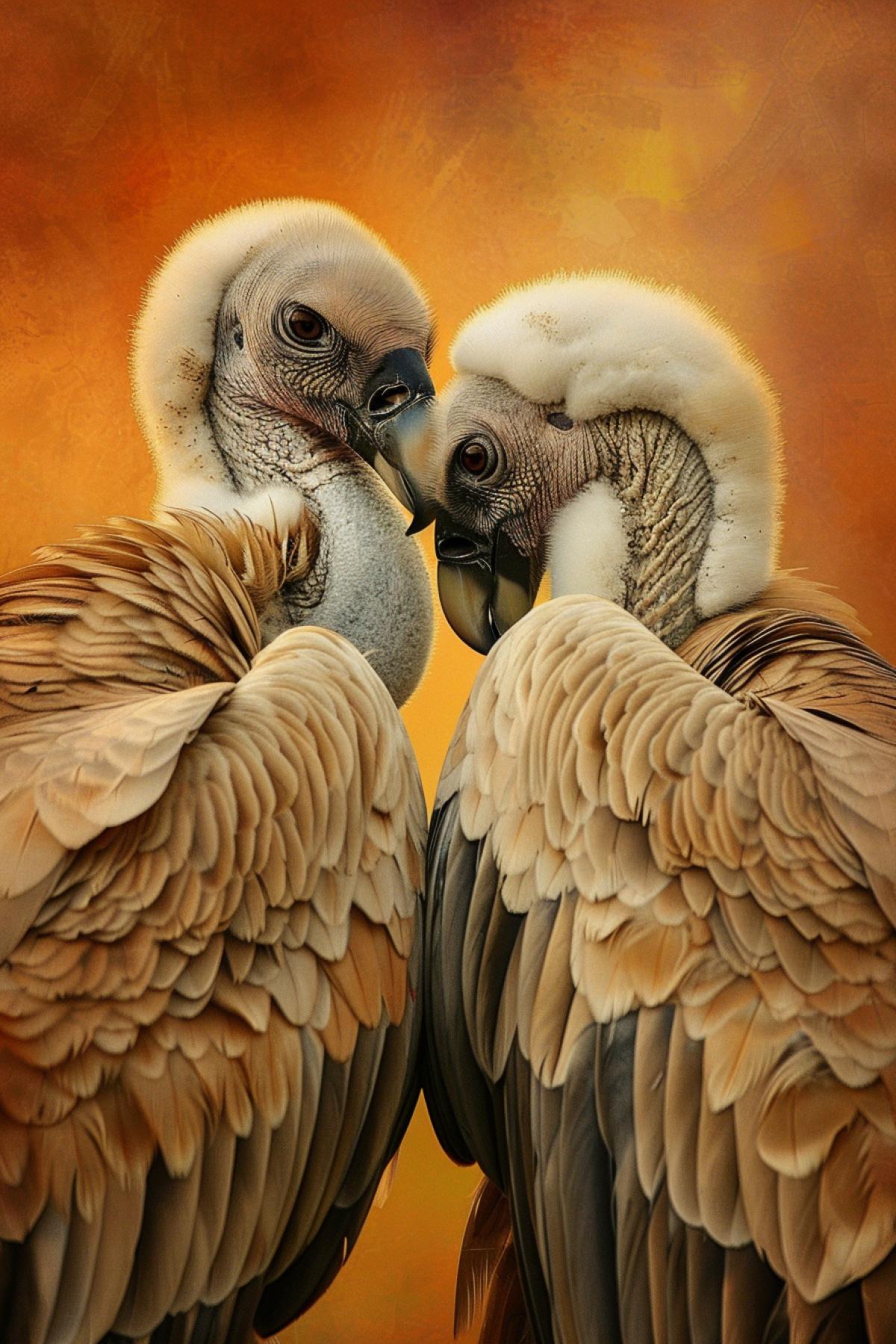 Two vultures in love in a lifeless desert.