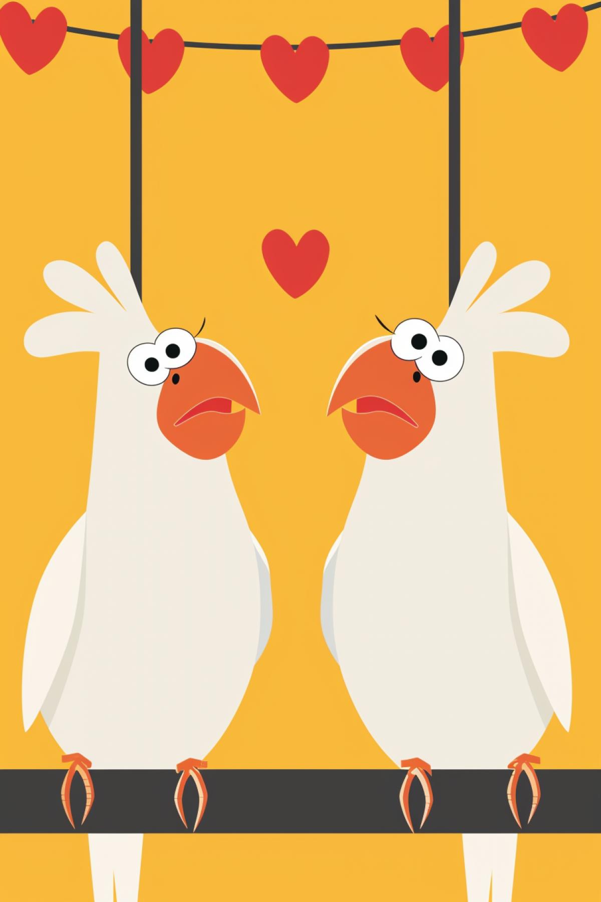 Two lovebirds. Cartoon. Humor.