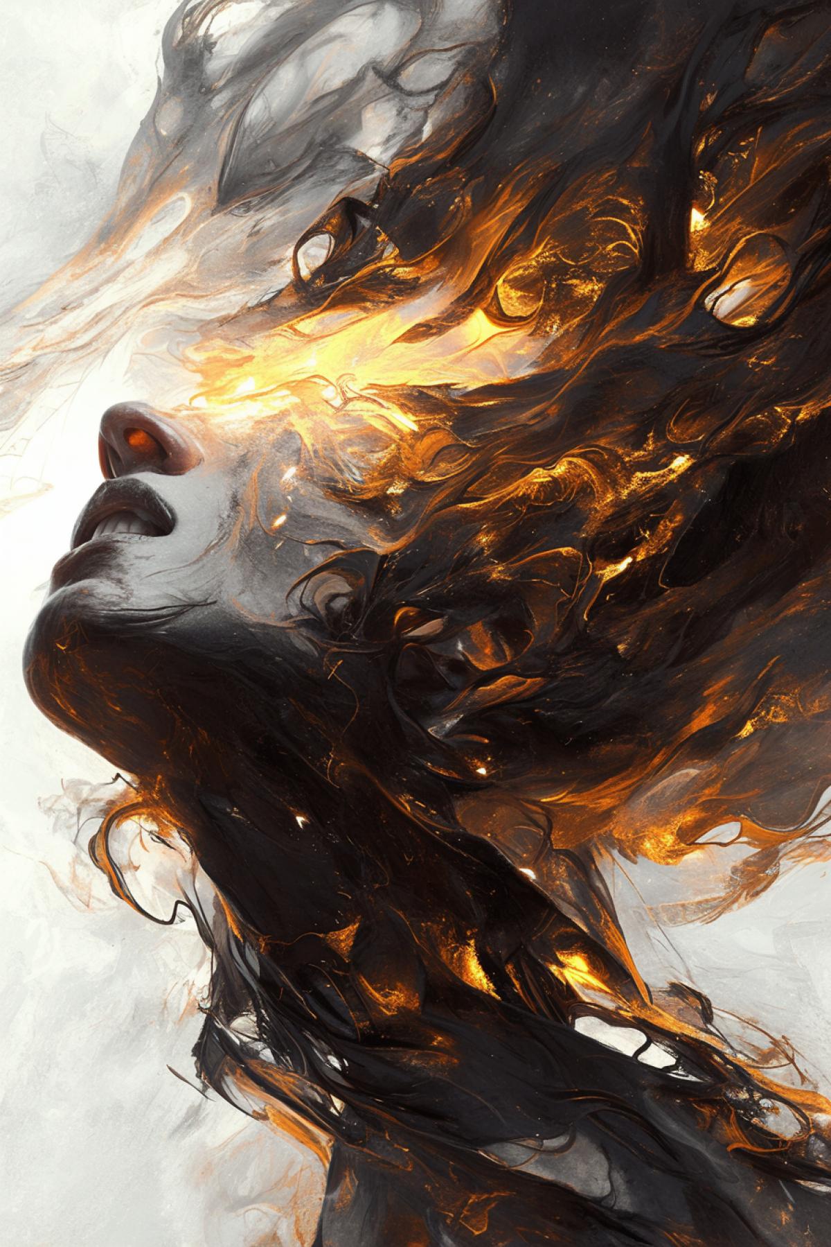 underworld, dark and white, soul falls, gray blurred background, energy lights,energy pulses, scream,The fire soul bursts out of the body, by Stefan Koidl, in the style of thiago valdi, light dark and white ,realistic depiction of light, solarizing master, cut/ripped, energetic frenzy ,highly detailed, packed with hidden details, style, high dynamic range, hyper realistic, realistic attention to detail, highly detailed, 32K, intense close ups, uhd image, realism, colorful realism