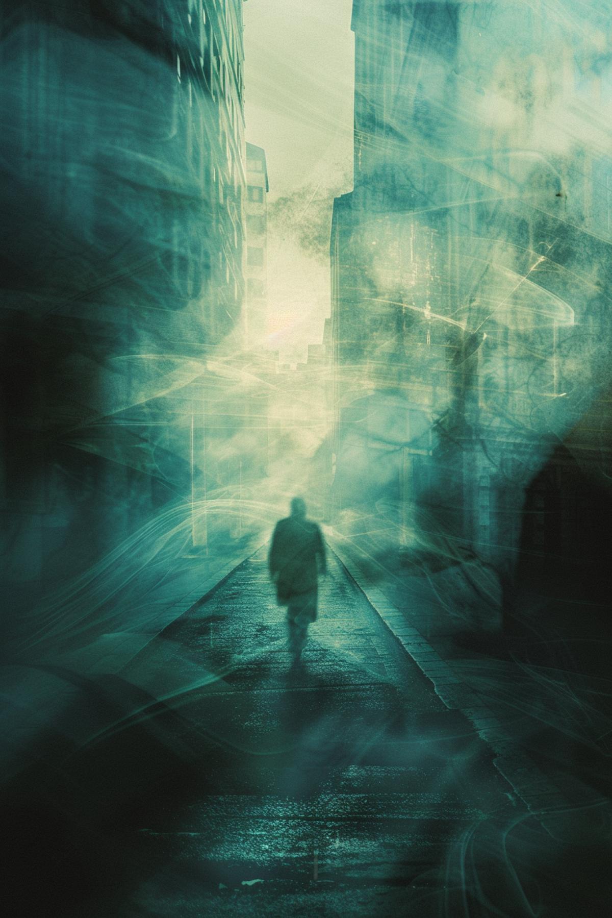 the world of wandering ghosts, the underworld, a parallel world, a light fog, and in the distance a bright light