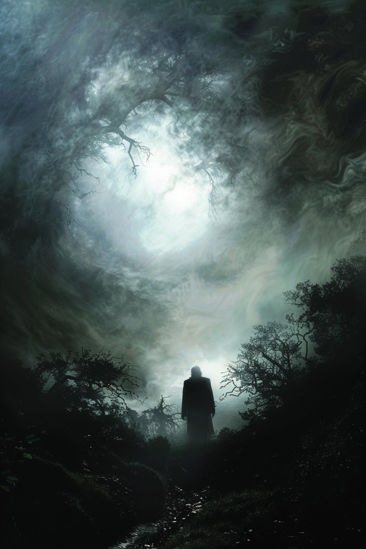 the world of wandering ghosts, the underworld, a parallel world, a light fog, and in the distance a bright light