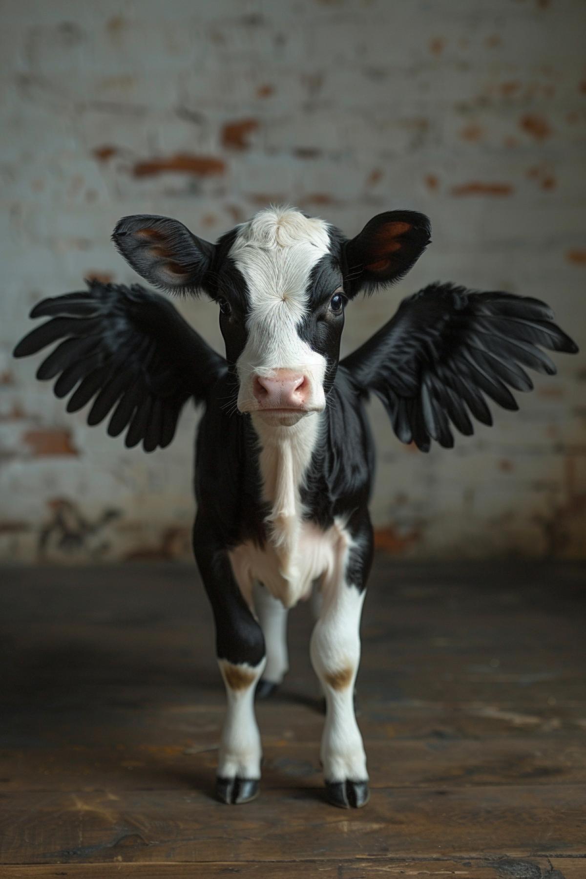 Flying cow with wings