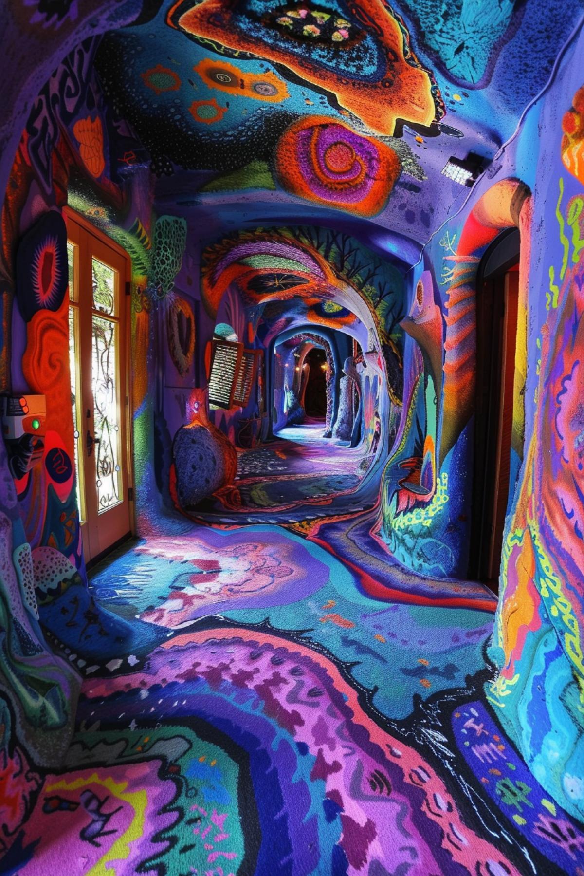Huge surreal house, acid colors