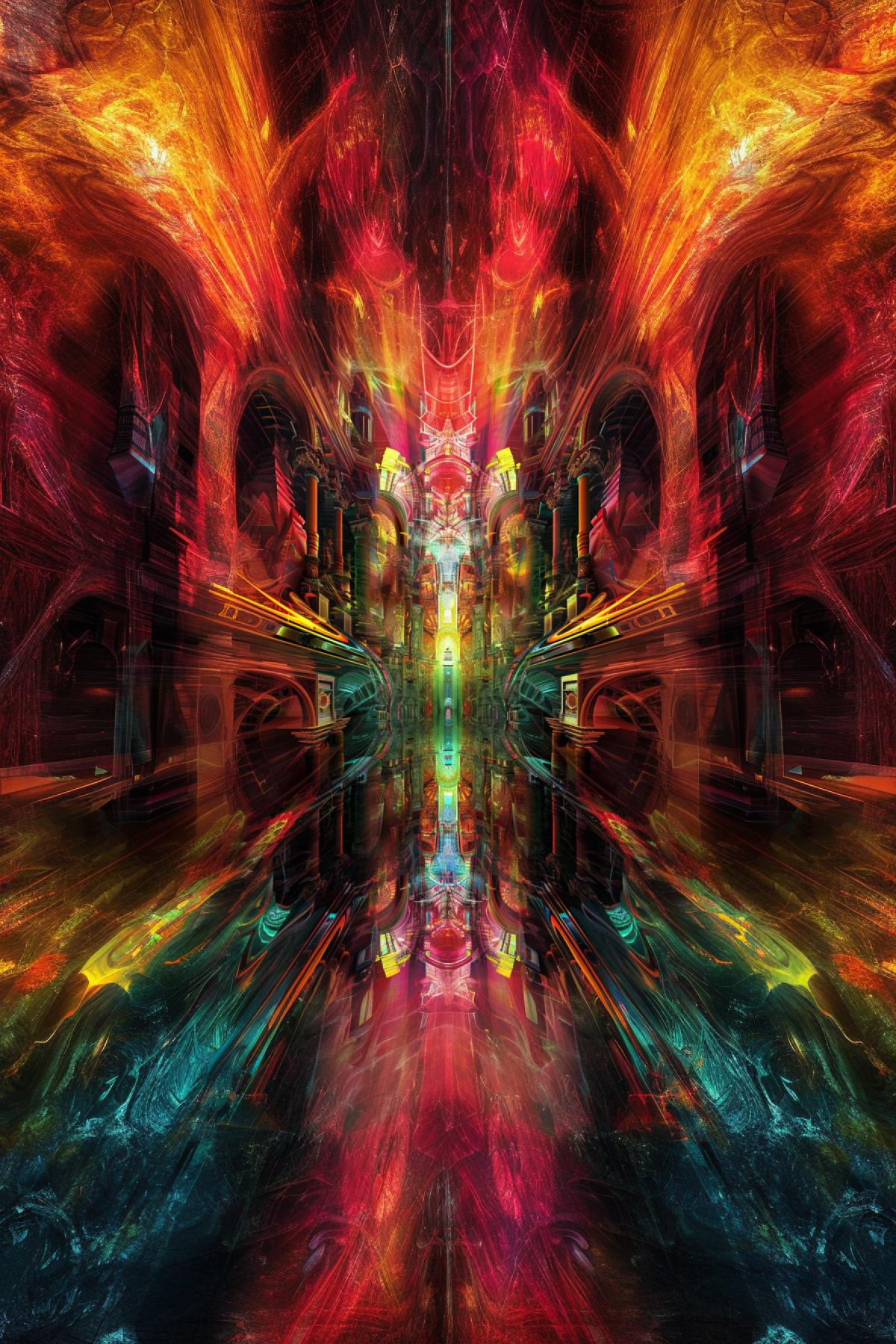 psychedelic architecture? psychedelic? ? flicker? realistic image? graphic arts? Parallel universe? clear details