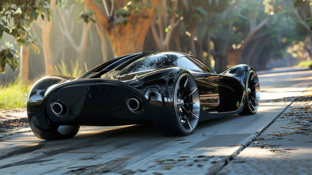 a dashing car, very sophisticated from the future for a macho