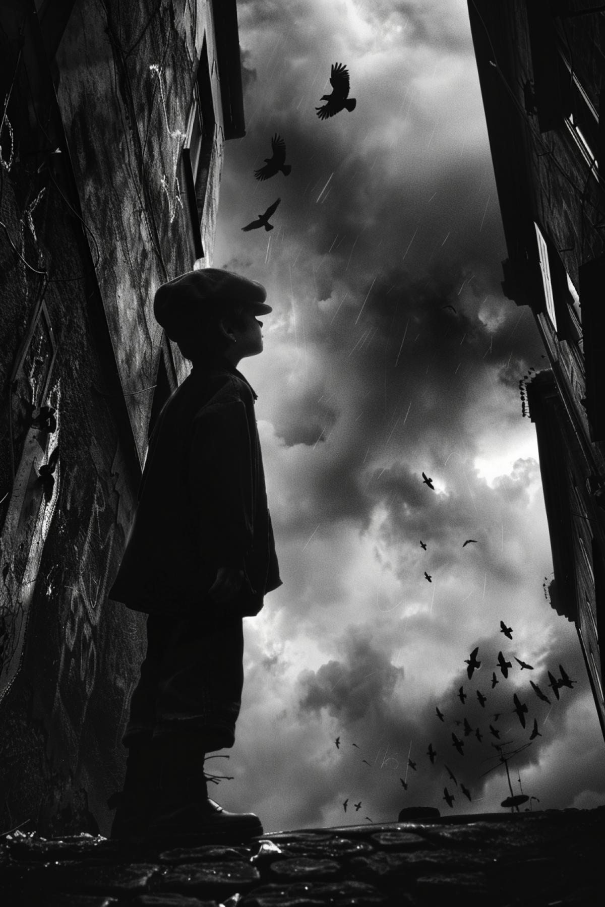 Noir, crime, realistic image, parallel world, unusual com4k, childrens