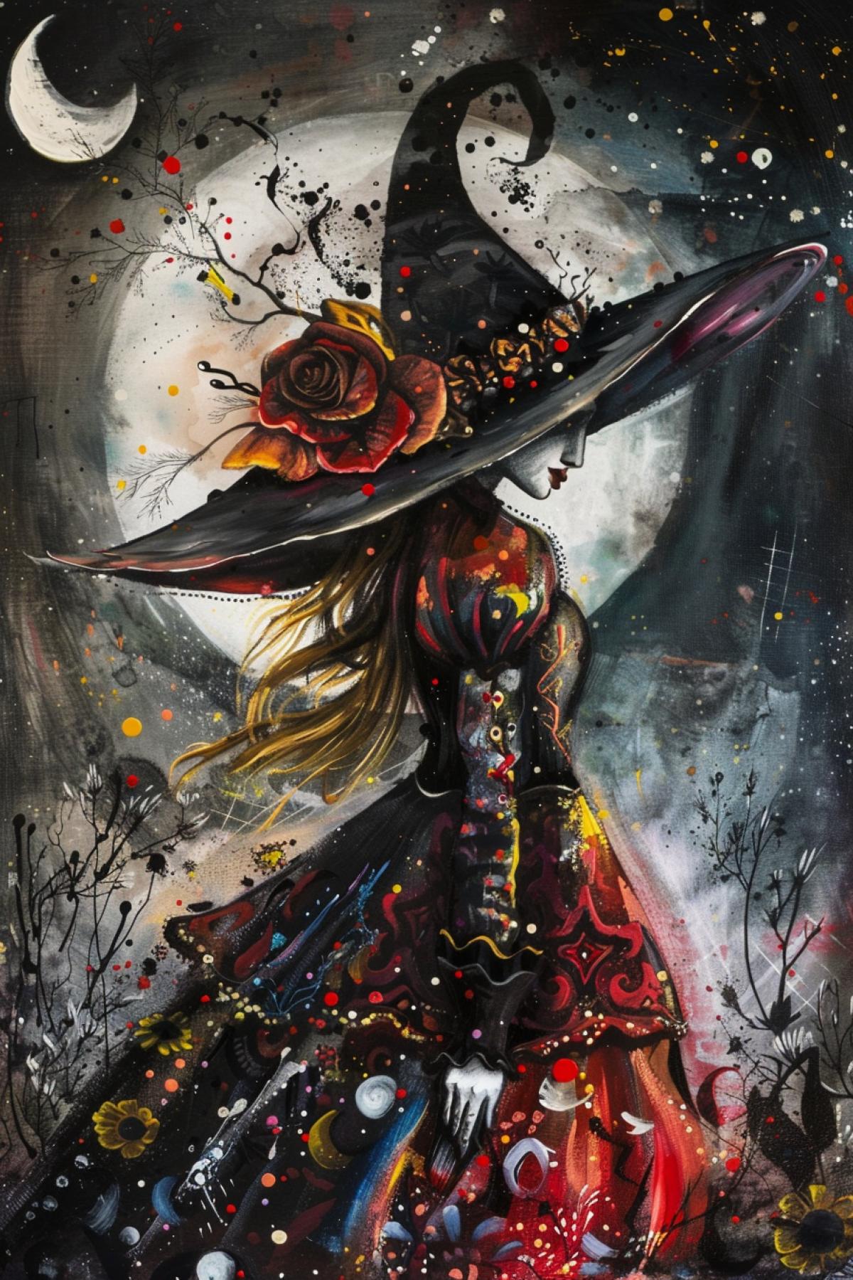 Surreal witch backside, picaso style paint