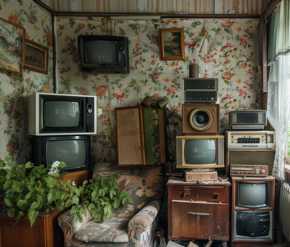 Radio equipment from the 60s and 70s in the interior of a village house