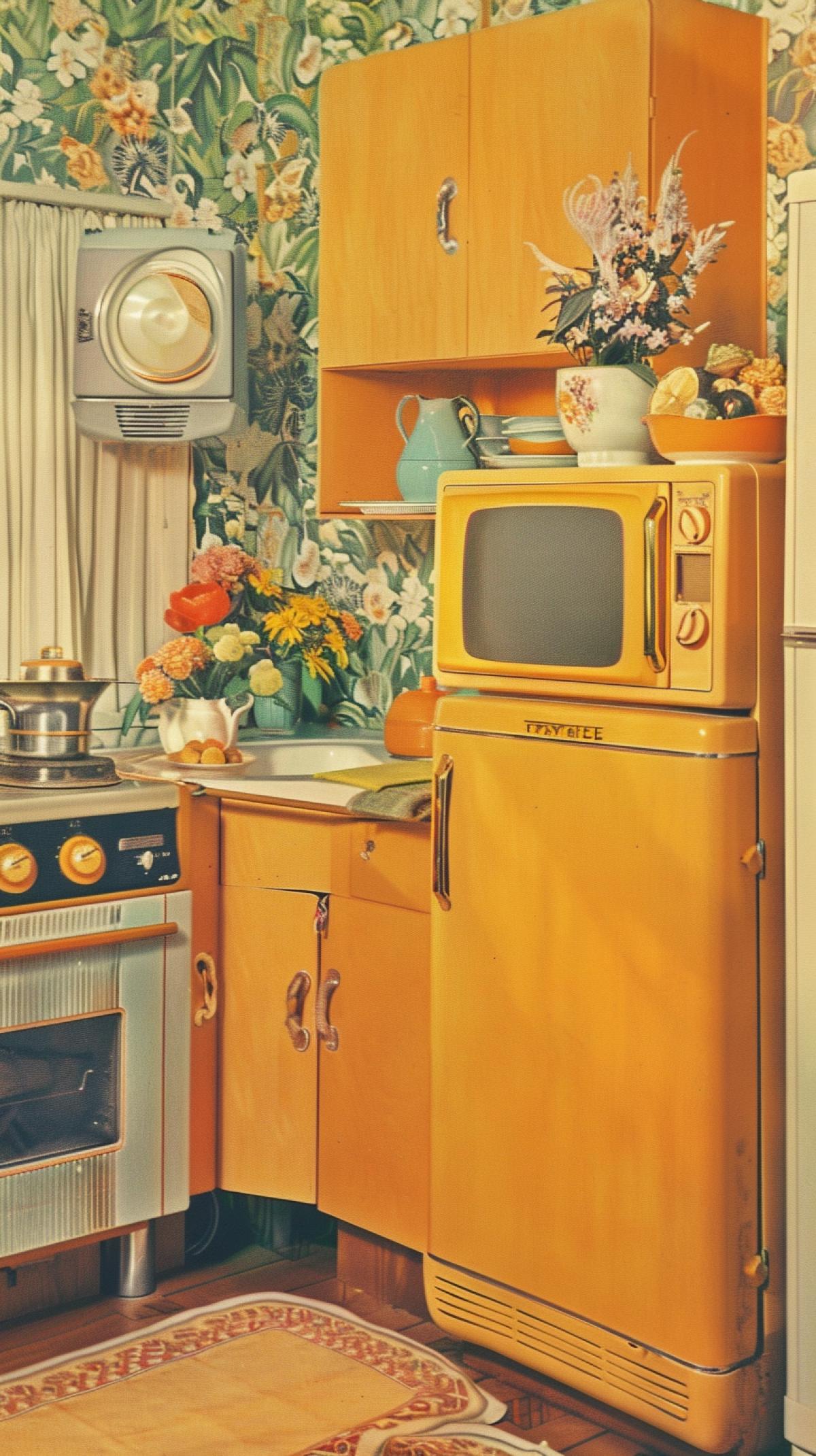 household appliances from the 60s-80s gracefully fit into the interior of the home, in retro style