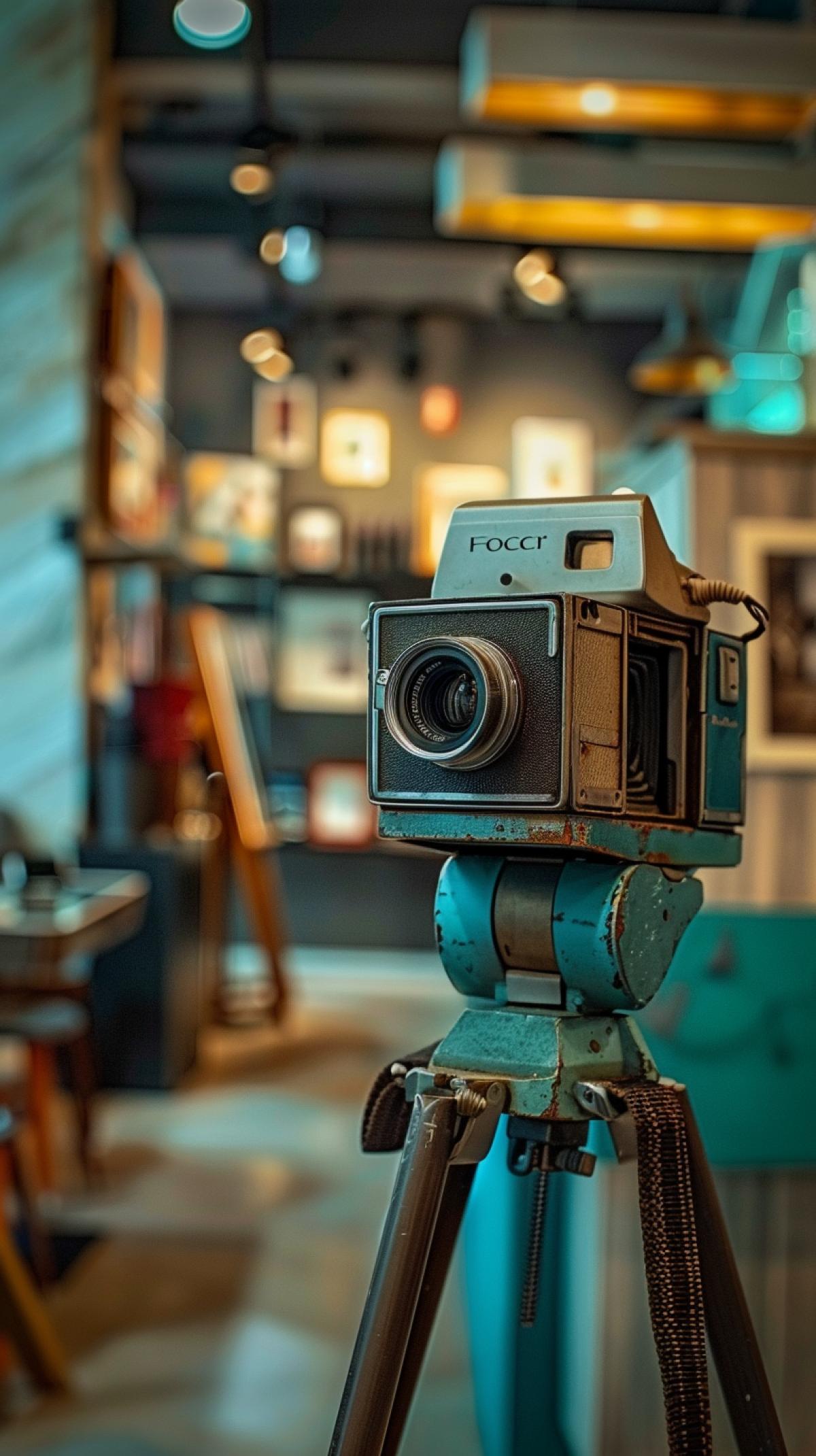 Photocor camera from the 60s in the interior of a photo salon