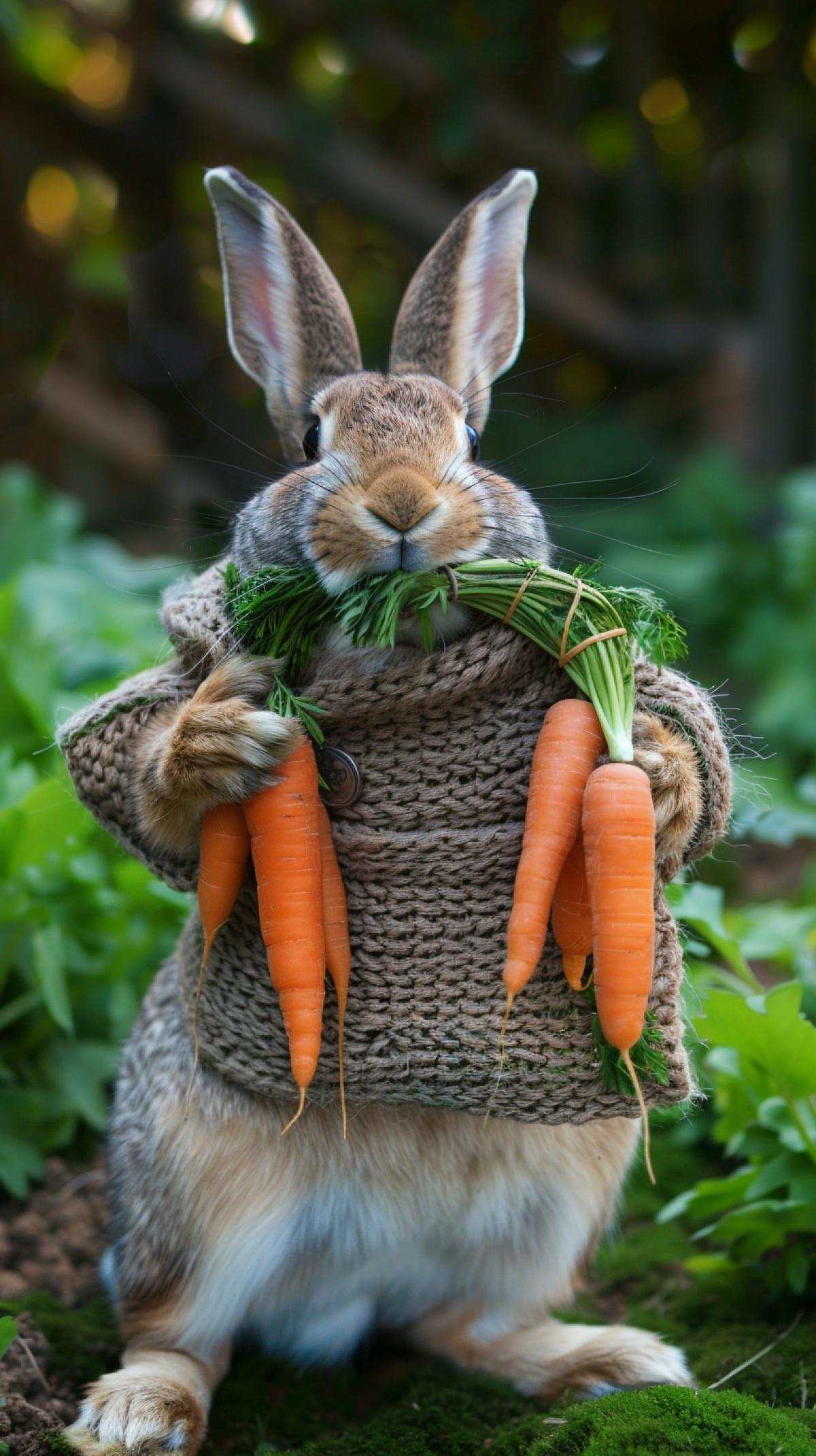 A hare selling carrots. Advertising