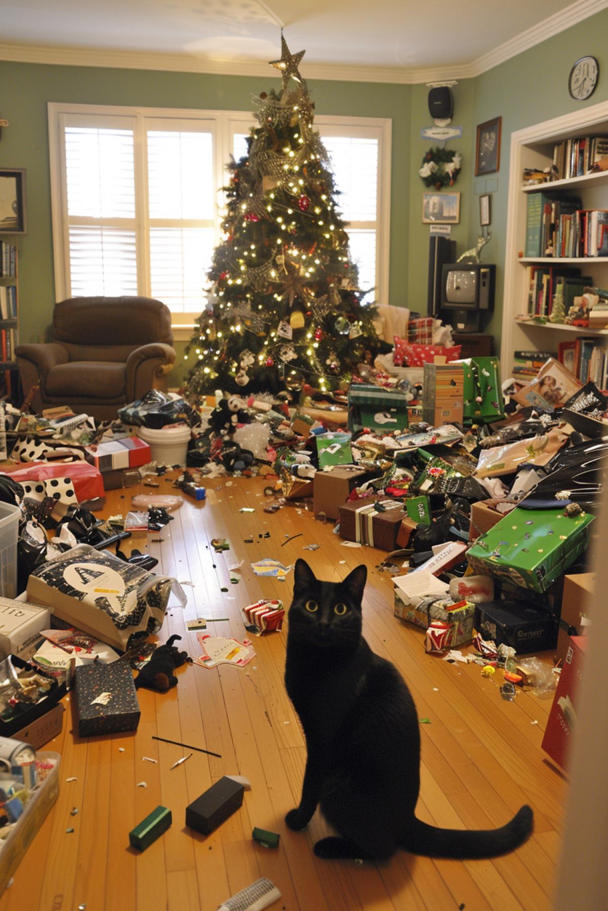 New Years mess, gifts, food, everything mixed up, its unclear what, happy new year!