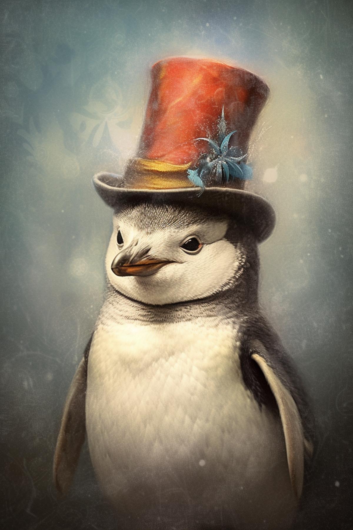 Little penguin in a cap