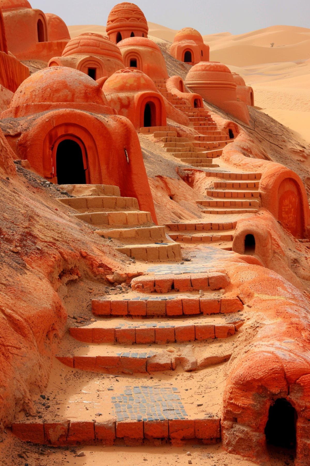 Sophisticated, high-tech desert living. Sands, dunes, retrofuturism house