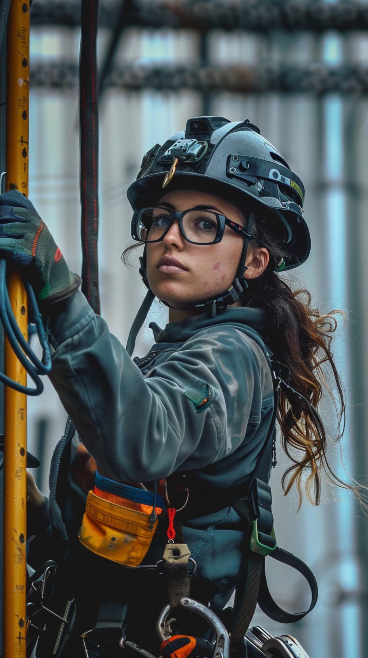 Woman feller at work