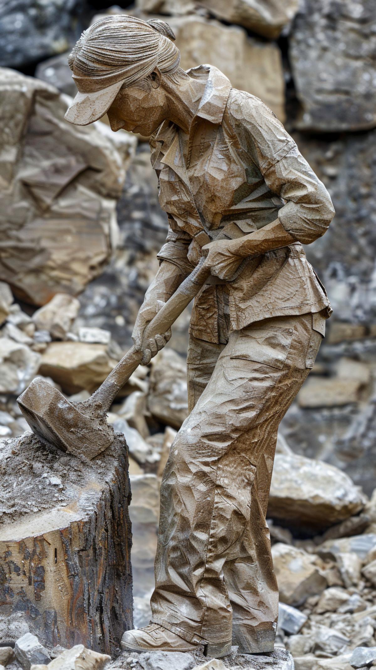Woman feller at work