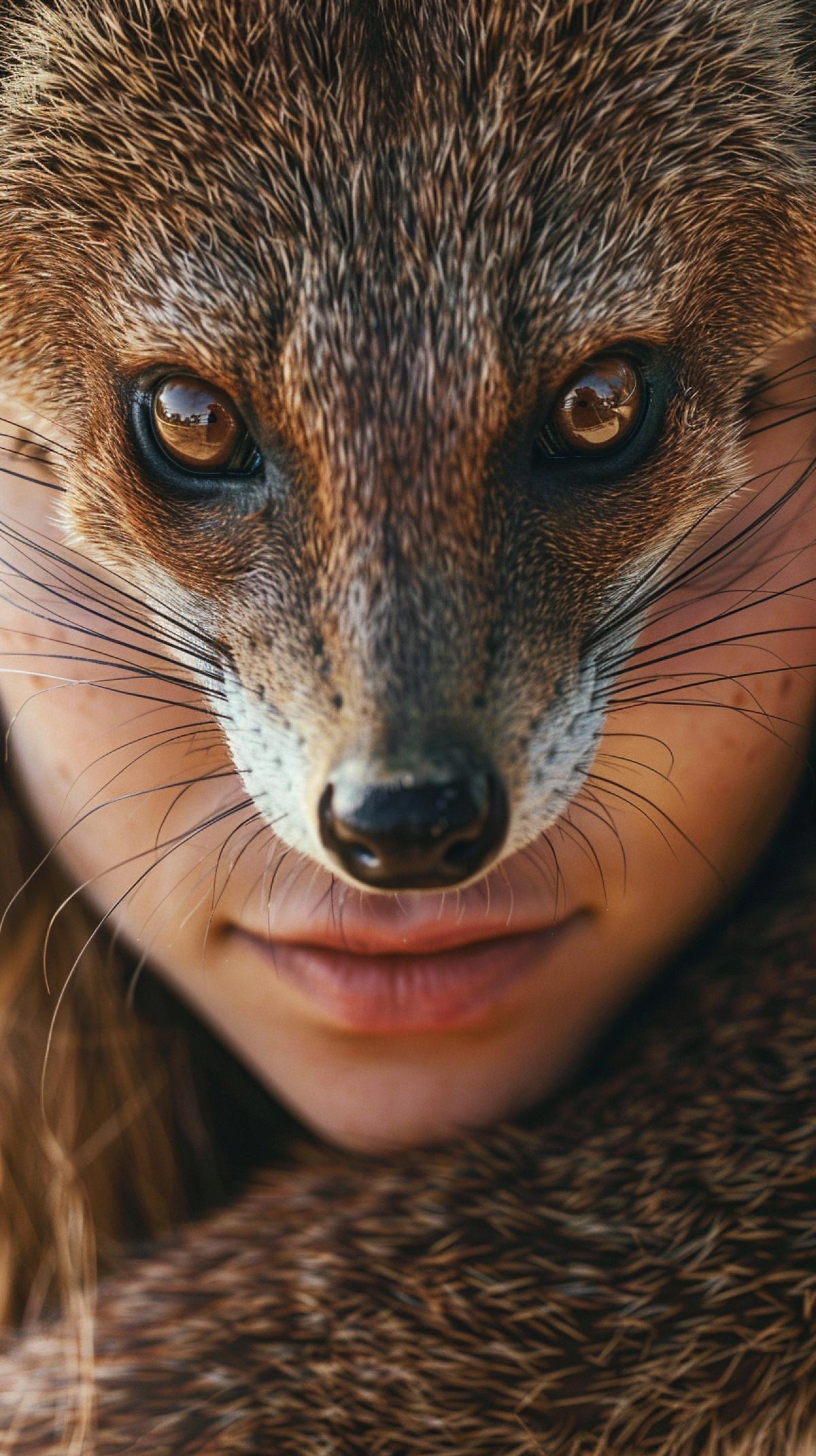 Combine the face of a girl and a mongoose