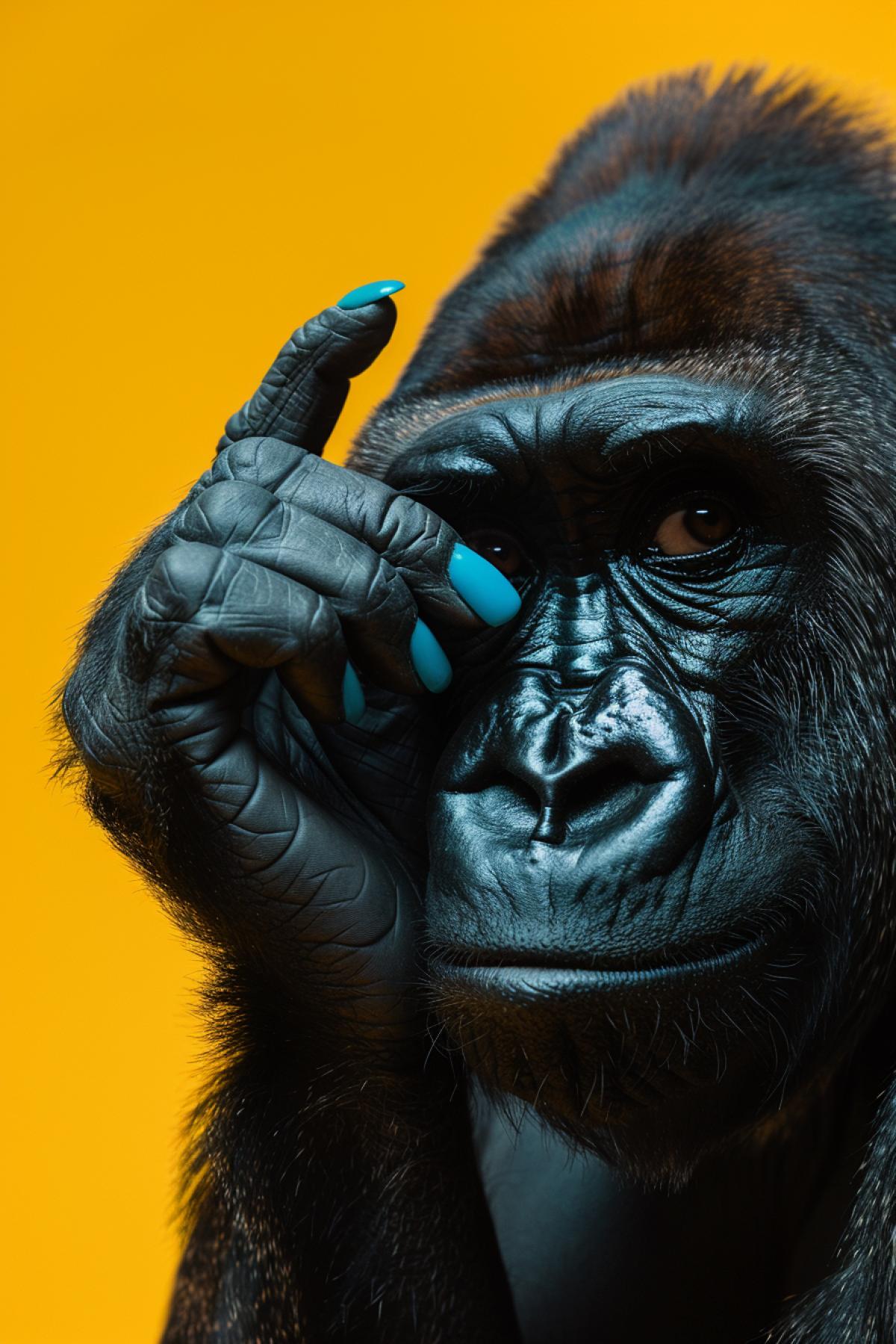 Gorilla hand with beautiful female manicure