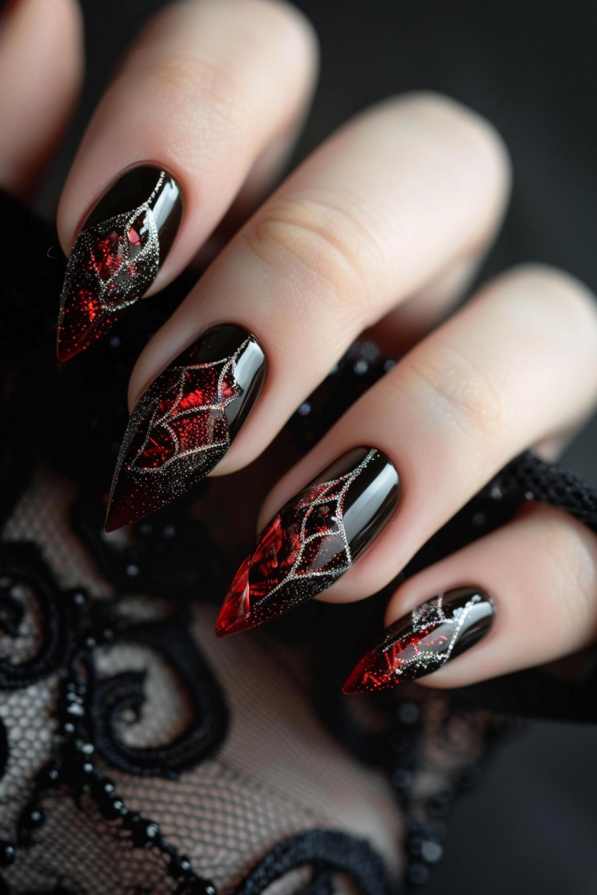 manicure, Web, ron gothic style, shimmer, shine, volumetric manicure