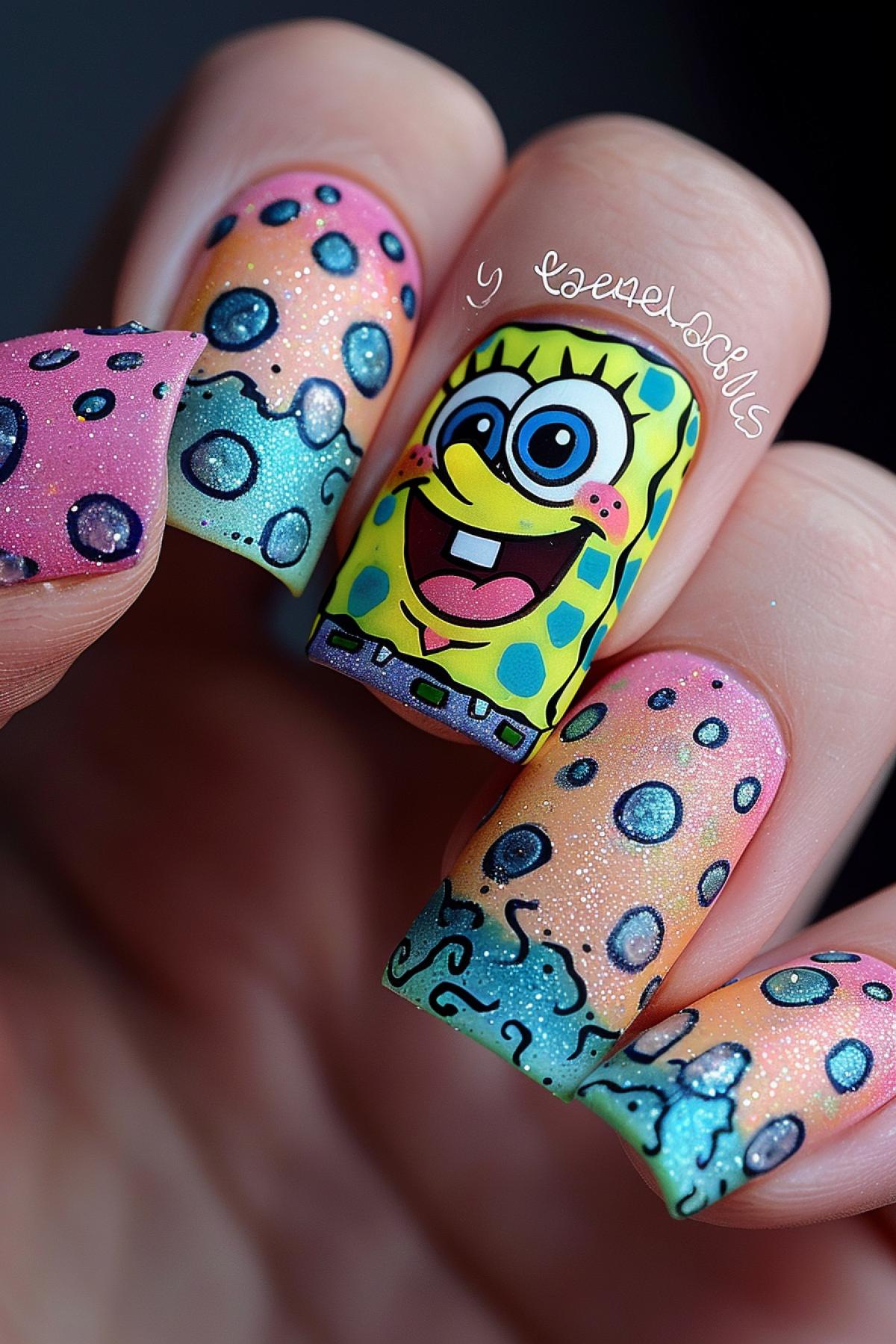 Spongebob style manicure