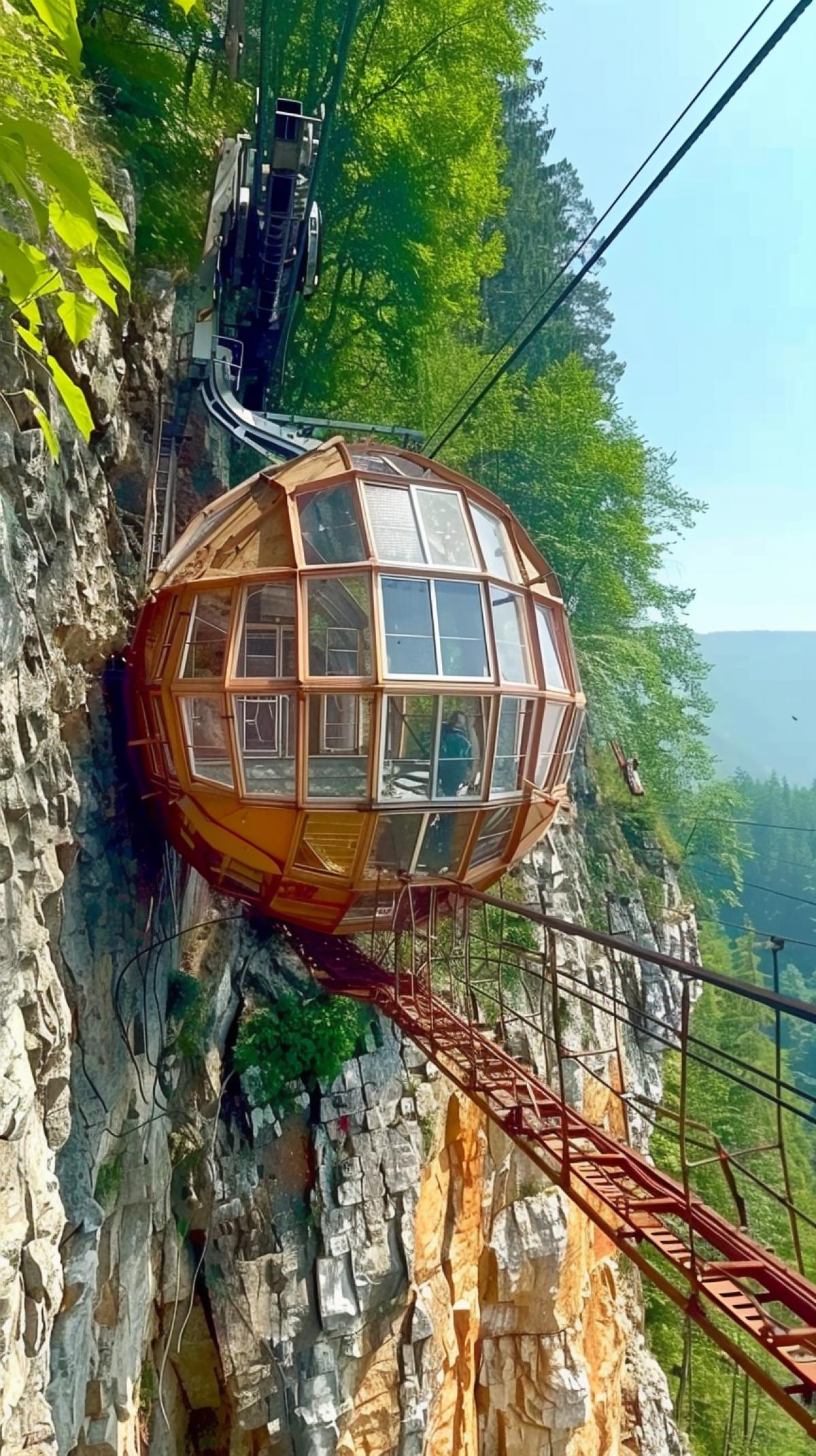 Funicular with round cabins