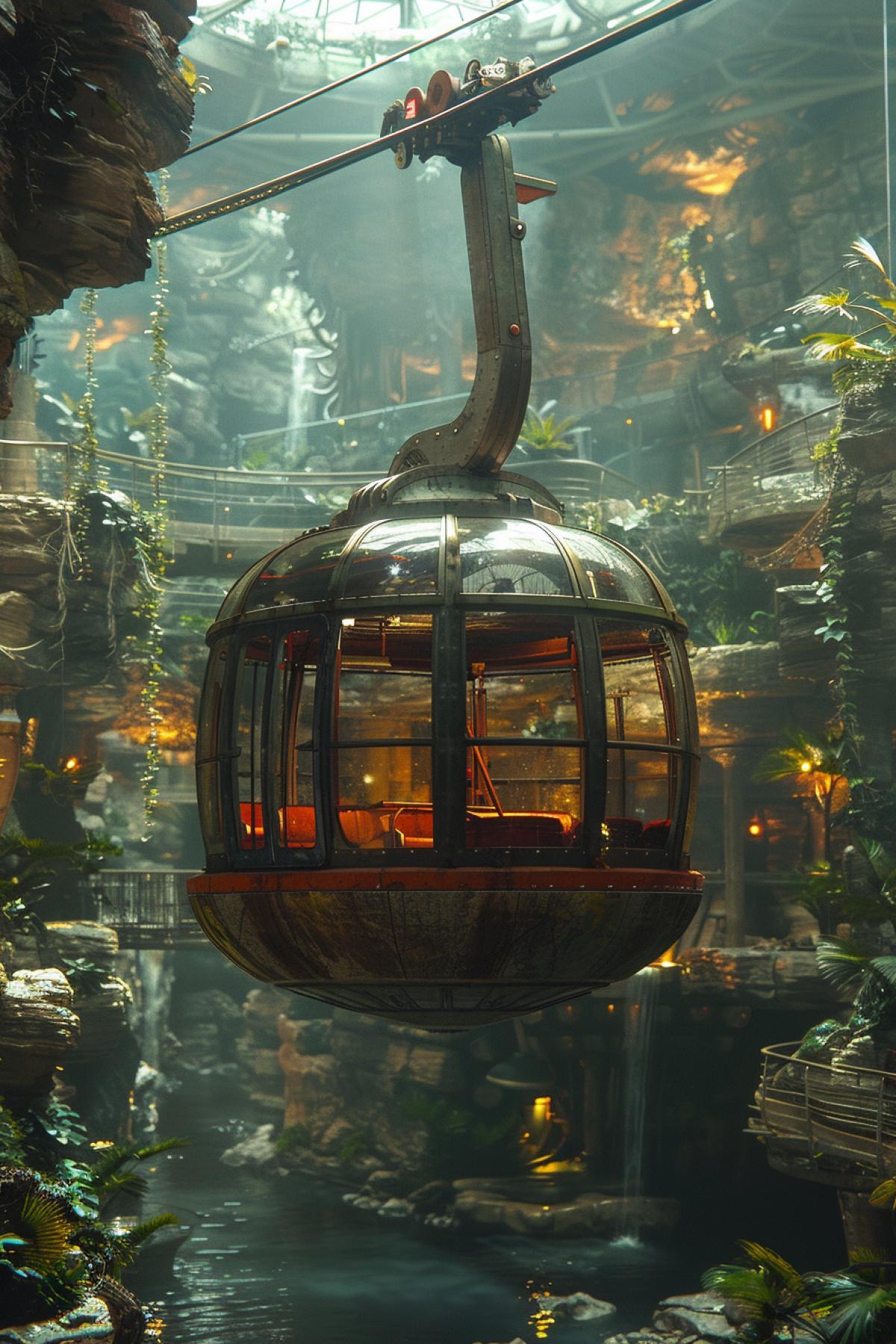 A cable car in the primitive world.