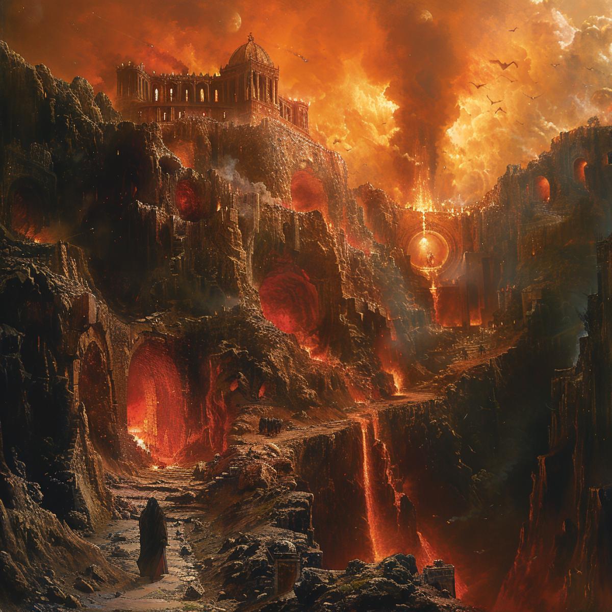 A terrible, unpleasant, terrible dream in which Hades tells and shows Hell, Listen, Hell is hell. There is no need for further explanation or description of this. Its exactly what most of you would imagine: A hellish pit with hellfire, the screaming souls of damned sinners, and demons giggling at the of others. Even we chthonic gods dont like to go there, the miasma is too strong for us to remain sane for long, so any mandatory visit there becomes literally hell for us too. Colorful, bright, detailed, realistic image