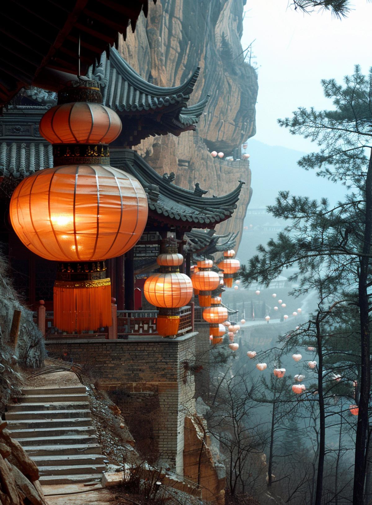 Hanging Monastery of Xuankun-si in Shanxi Province. The Hanging Monastery of Xuankun-si is a unique religious site, the architectural forms and national color of which attract foreign tourists (Shanxi Province, China). . Xuankun-si is the only temple in China where the shrines of the three main religious and philosophical schools of the country (Shanxi province) are kept.. Xuankong-si (translated as Hanging Monastery) is the most amazing temple in the world, which boasts not only its location and architecture, but its uniqueness lies in the fact that it houses the shrines of three main religions of China Confucianism, Buddhism and Taoism. It is impossible to imagine how in the 5th century ancient architects were able to \"attach\" a grandiose structure to the rock, but the fact remains that Xuankun-si is the only structure in the world in the construction of which neither a foundation nor vertical supports were used. The monks who built this temple first made holes in the sheer rock