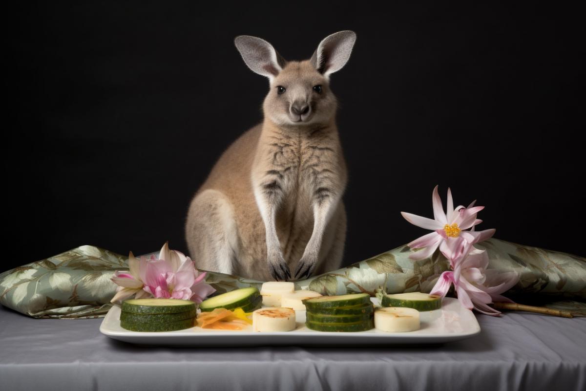 Kangaroo eats sushi