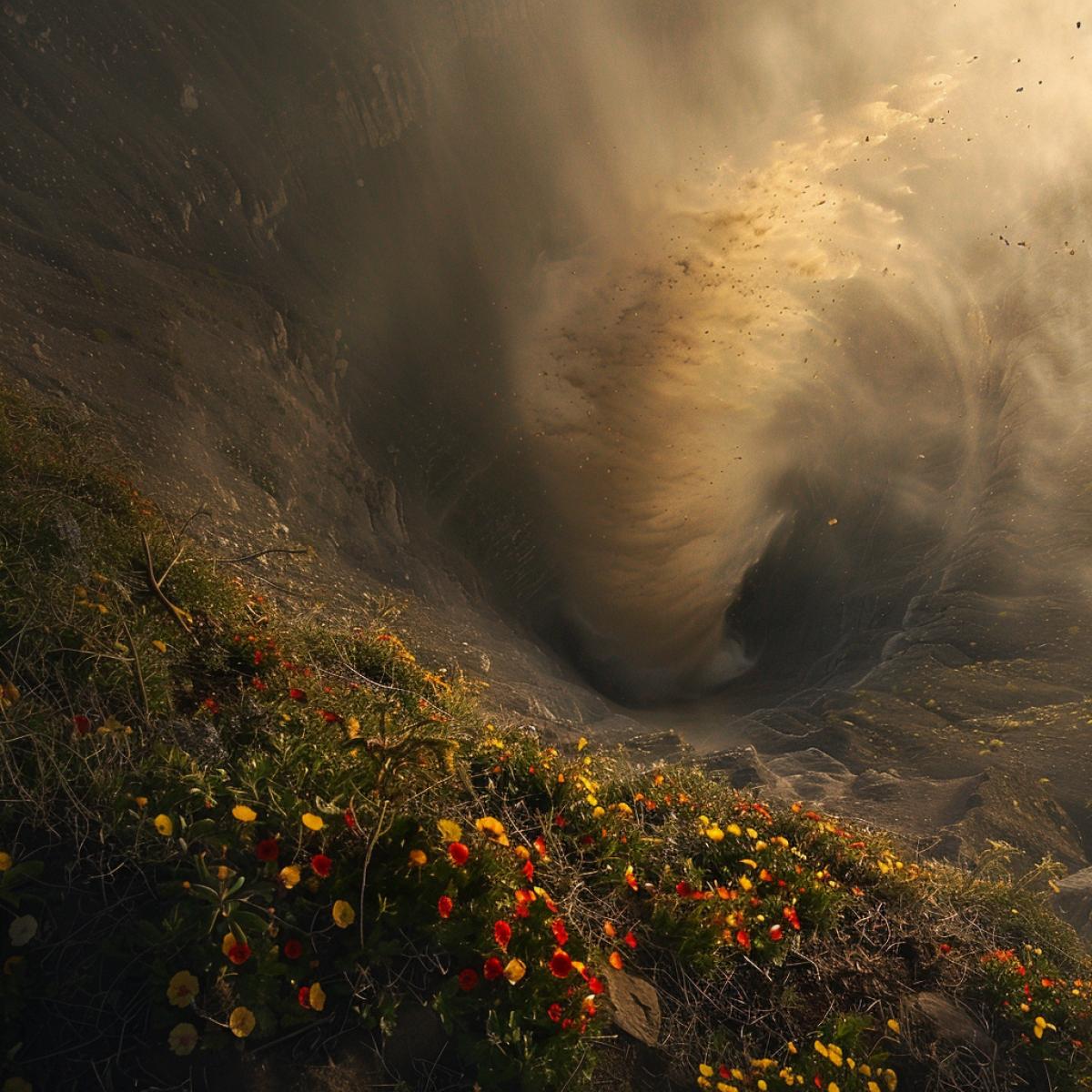 Sandstorm a funnel, inside a flowering island