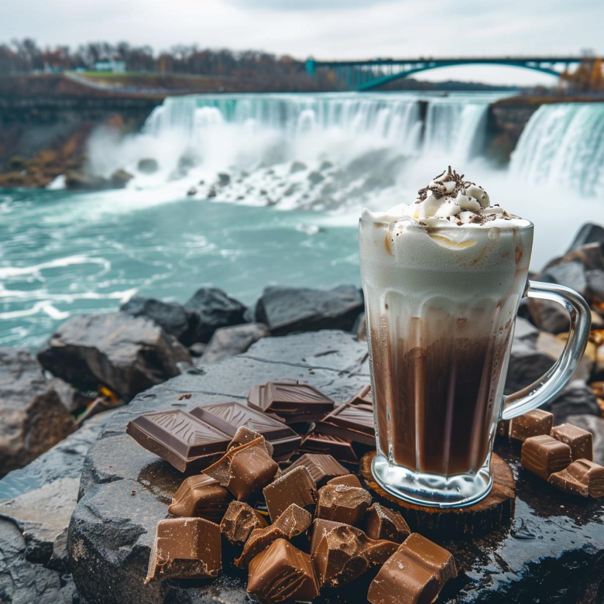 Niagara Falls with milk chocolate and lemonade instead of water