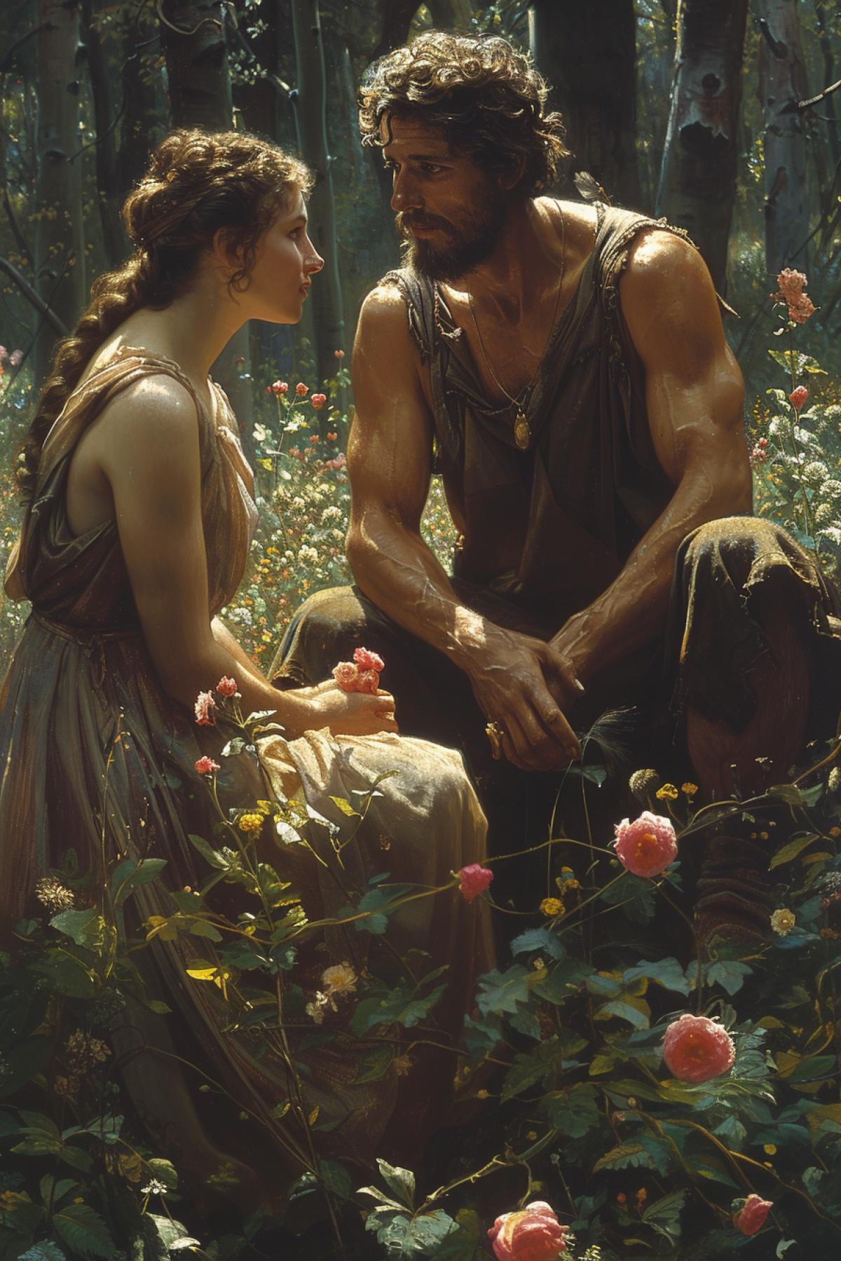 Hades kidnapped Persephone while she was picking flowers in the meadow.