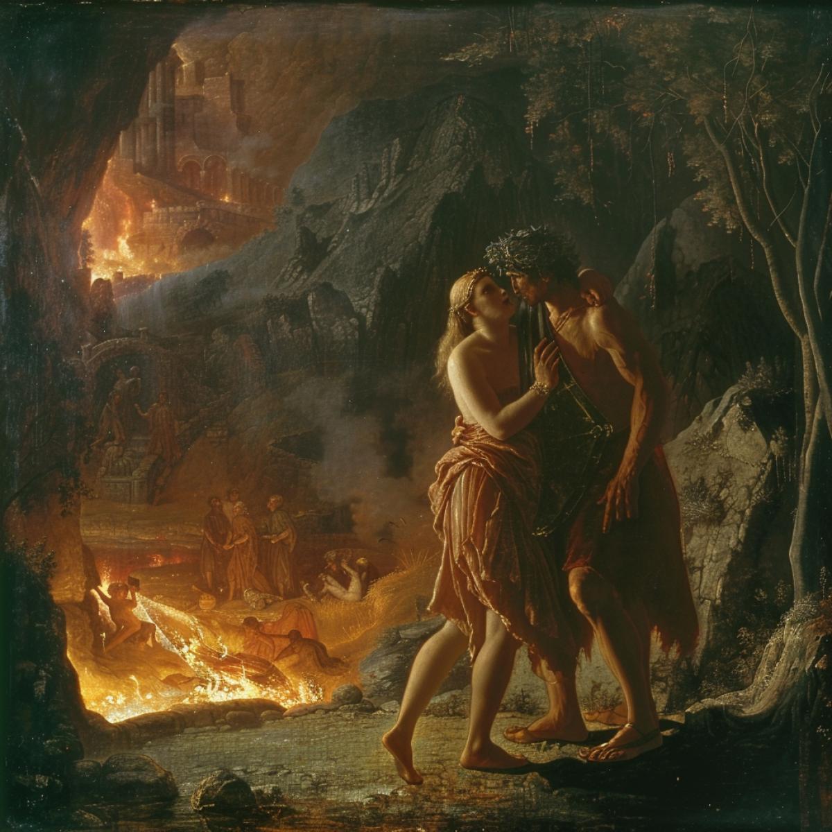 Orpheus descends to hell for his wife Eurydice. Tragic, beautiful love story