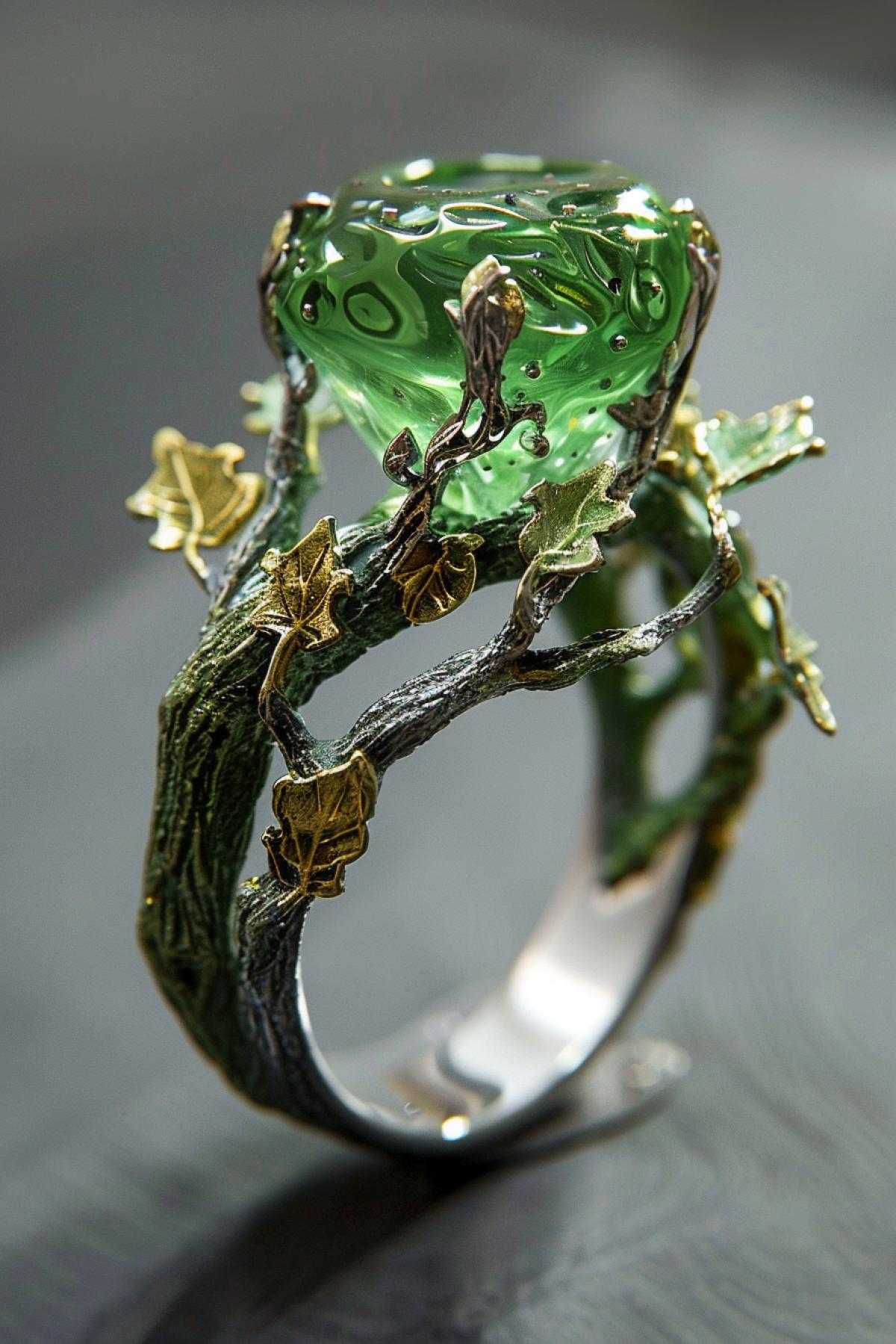 Jewelry ring inspired by the garden of Eden