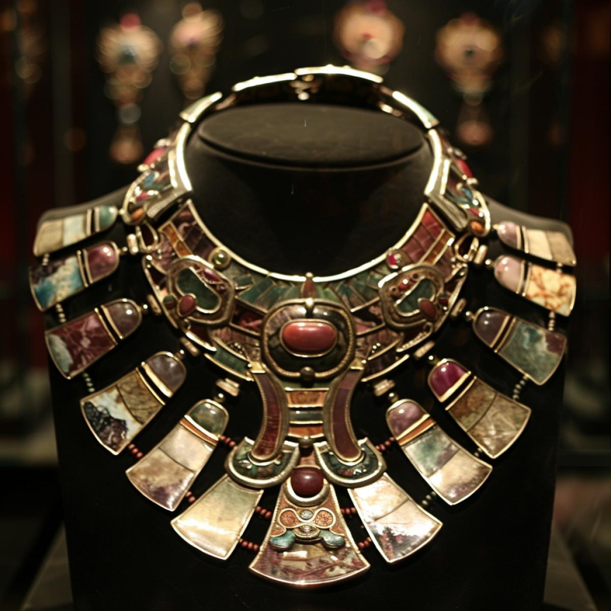 Inca jewelry, precious metal, silver, gold, precious stones. dirtful workmanship, beauty of lines