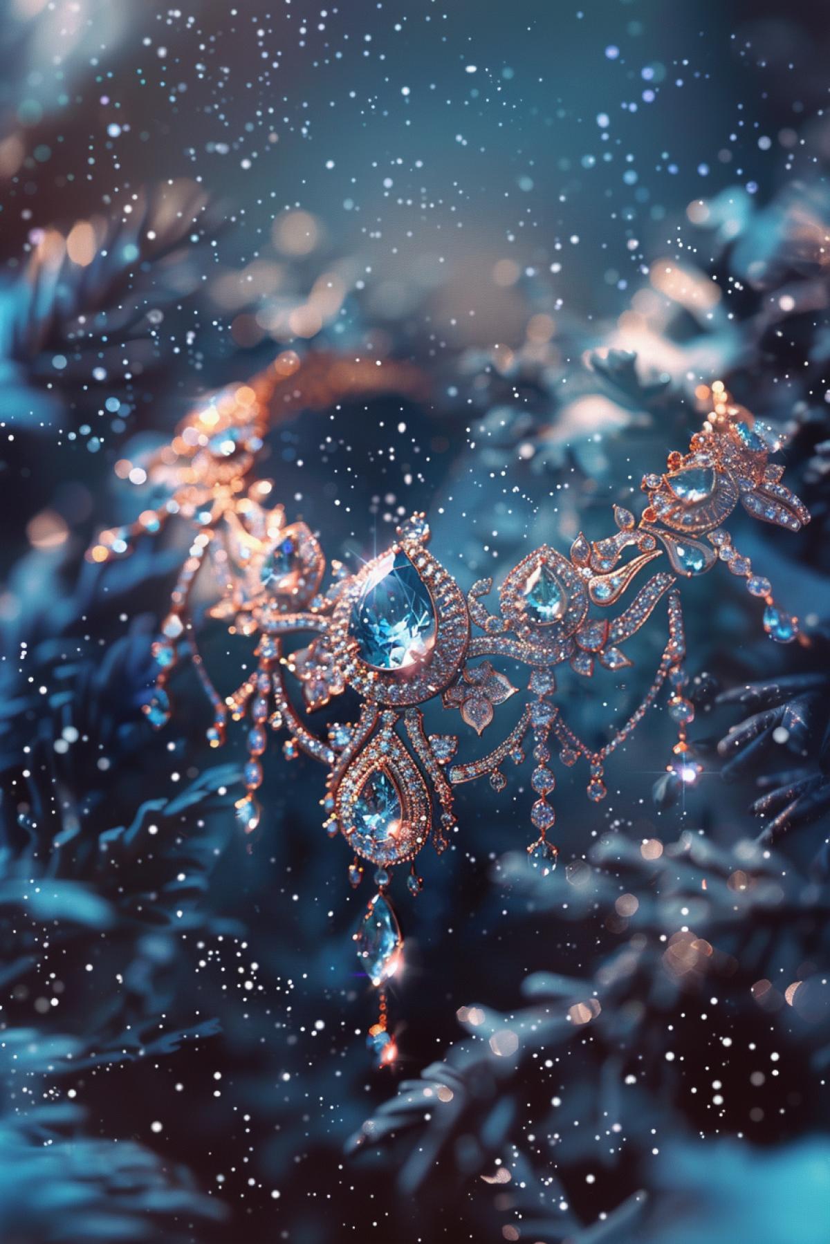 Royal jewelry, creative advertising, shimmer, realistic image, frosty color, photoshop