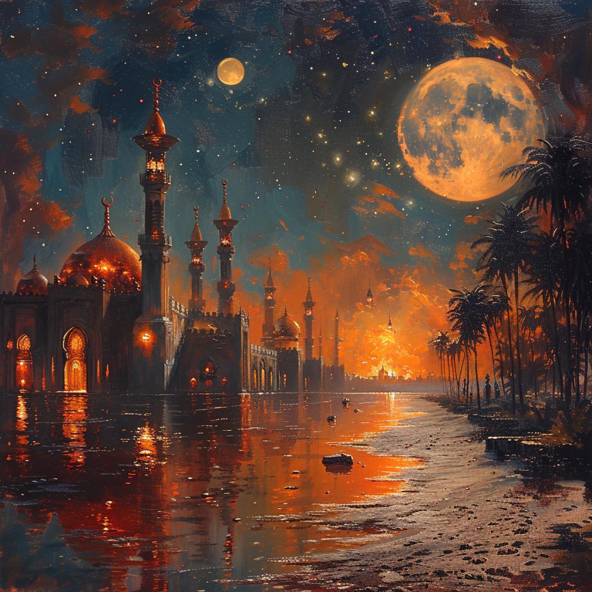 Though cunning and cruel,. But the east is beautiful. Sharpen your blade and go. Let the carpet fly away from your worries. To the east, where the fairy tale calls. Chorus: Arabian night, magical east. Here are enchantments and revenge, courage and honor, palaces and sand.. O marvelous east, o fabulous land. Here poison and damask steel promise death. Be careful not to yawn.