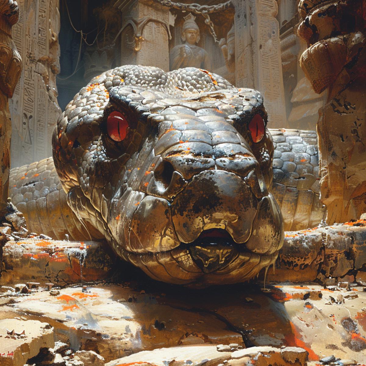 Python Kaa hypnotizes banderlogs in ancient ruined khraz.